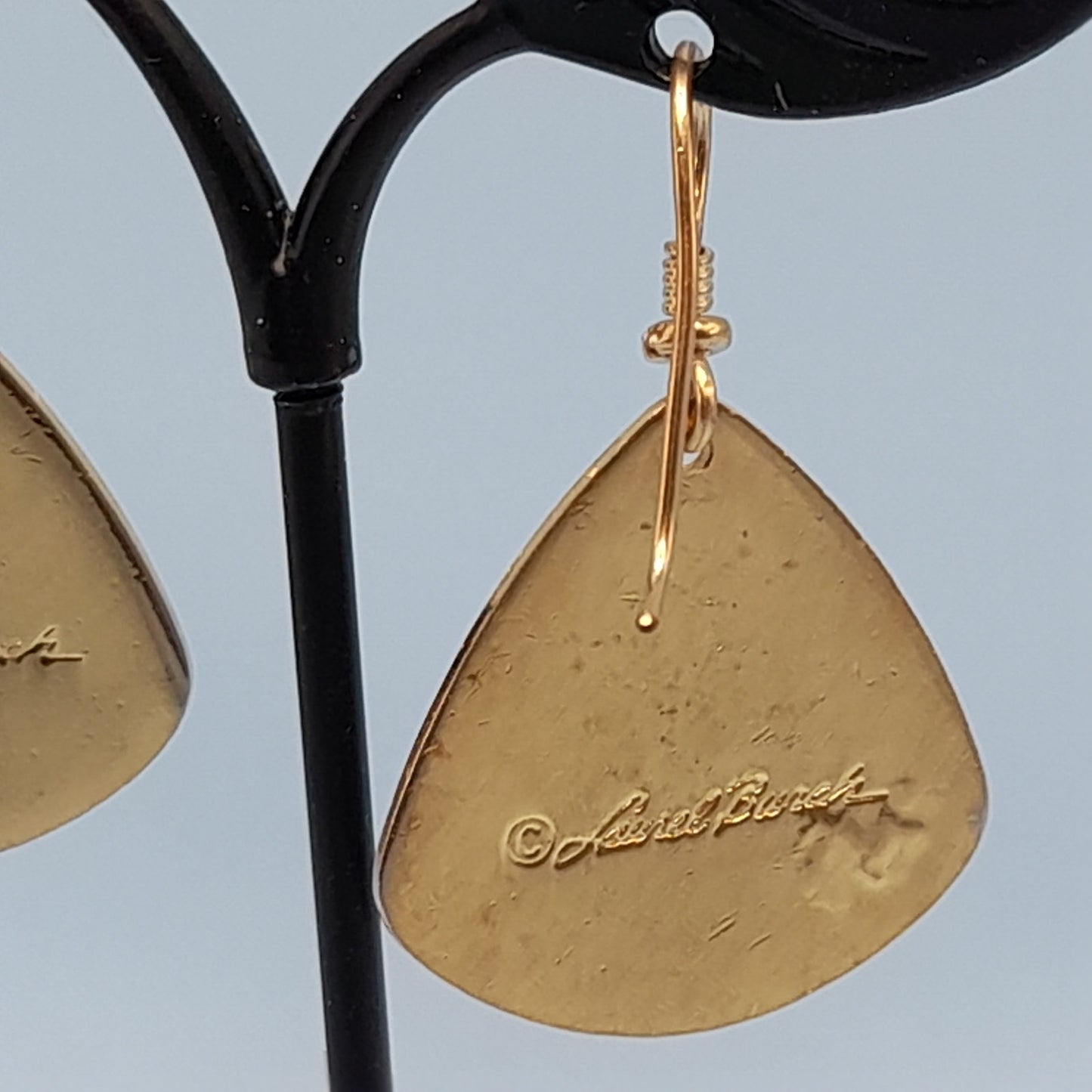 Vintage Laurel Burch Gold Plated Purple Waterfall Earrings