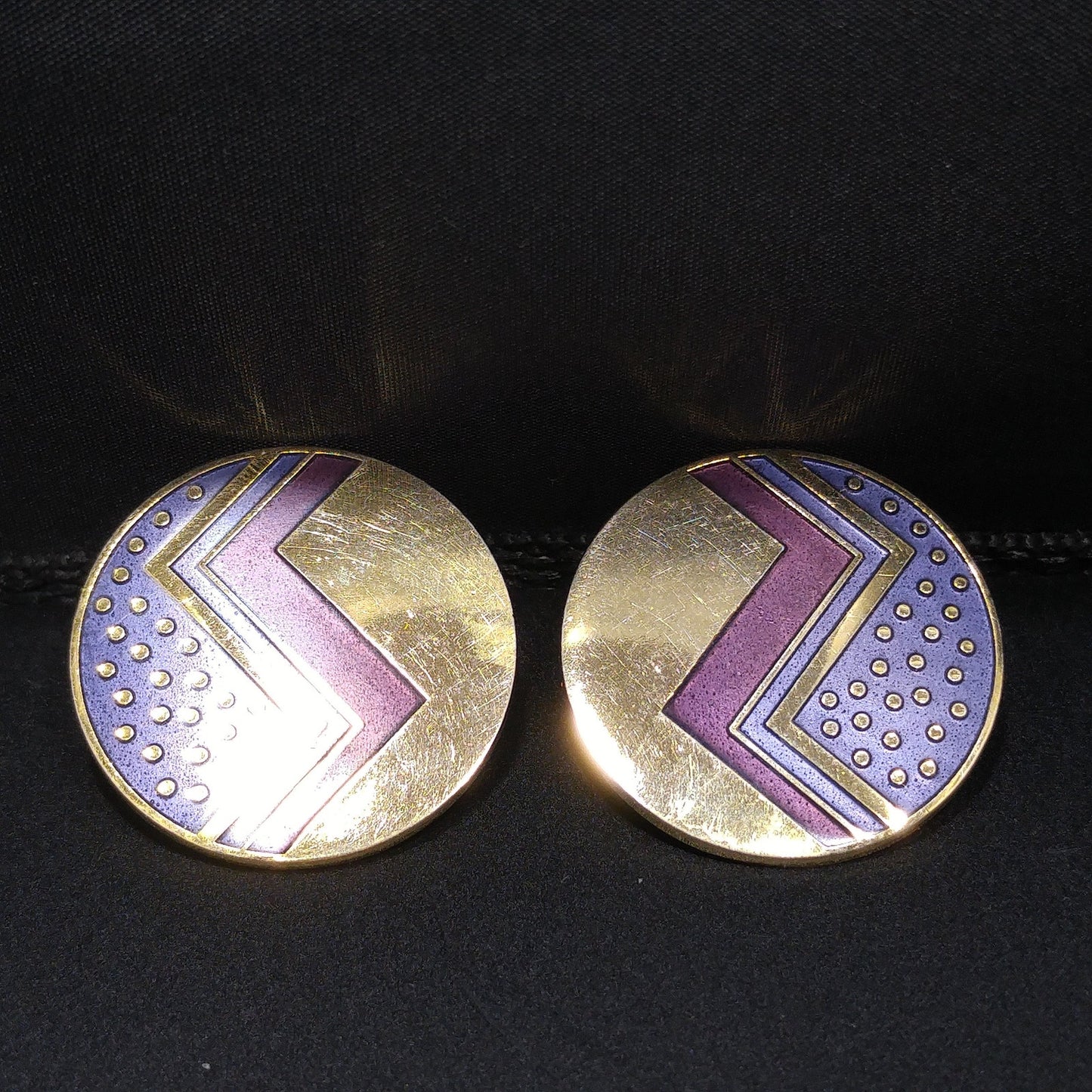 Vintage Laurel Burch Cloisonne Enamel Post Earrings, Gold Plated