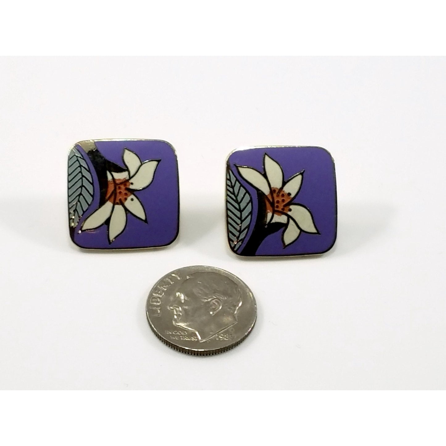 Laurel Burch "Wild Lily" Clip Earrings, Gold Plated, 1980s Vintage Earrings