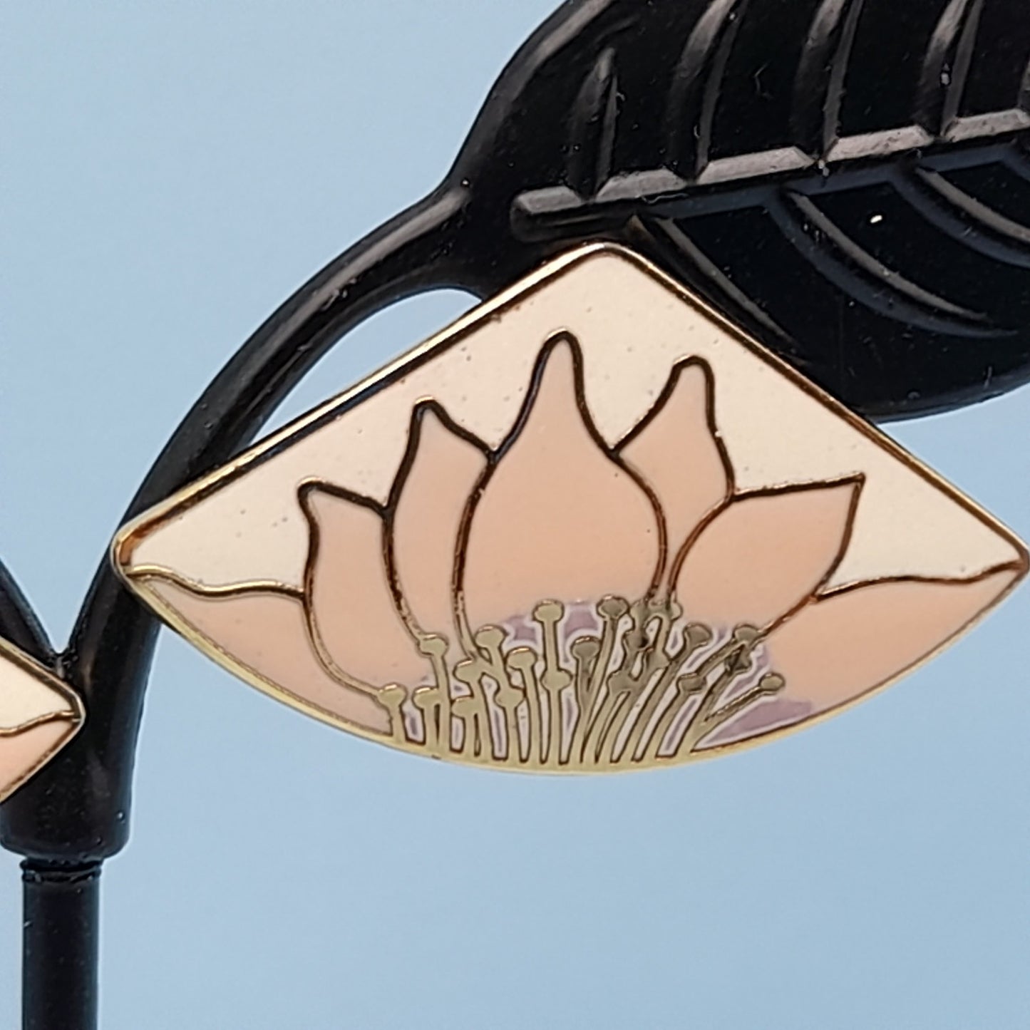 Vintage Laurel Burch Pink Flower Earrings - Gold Plated