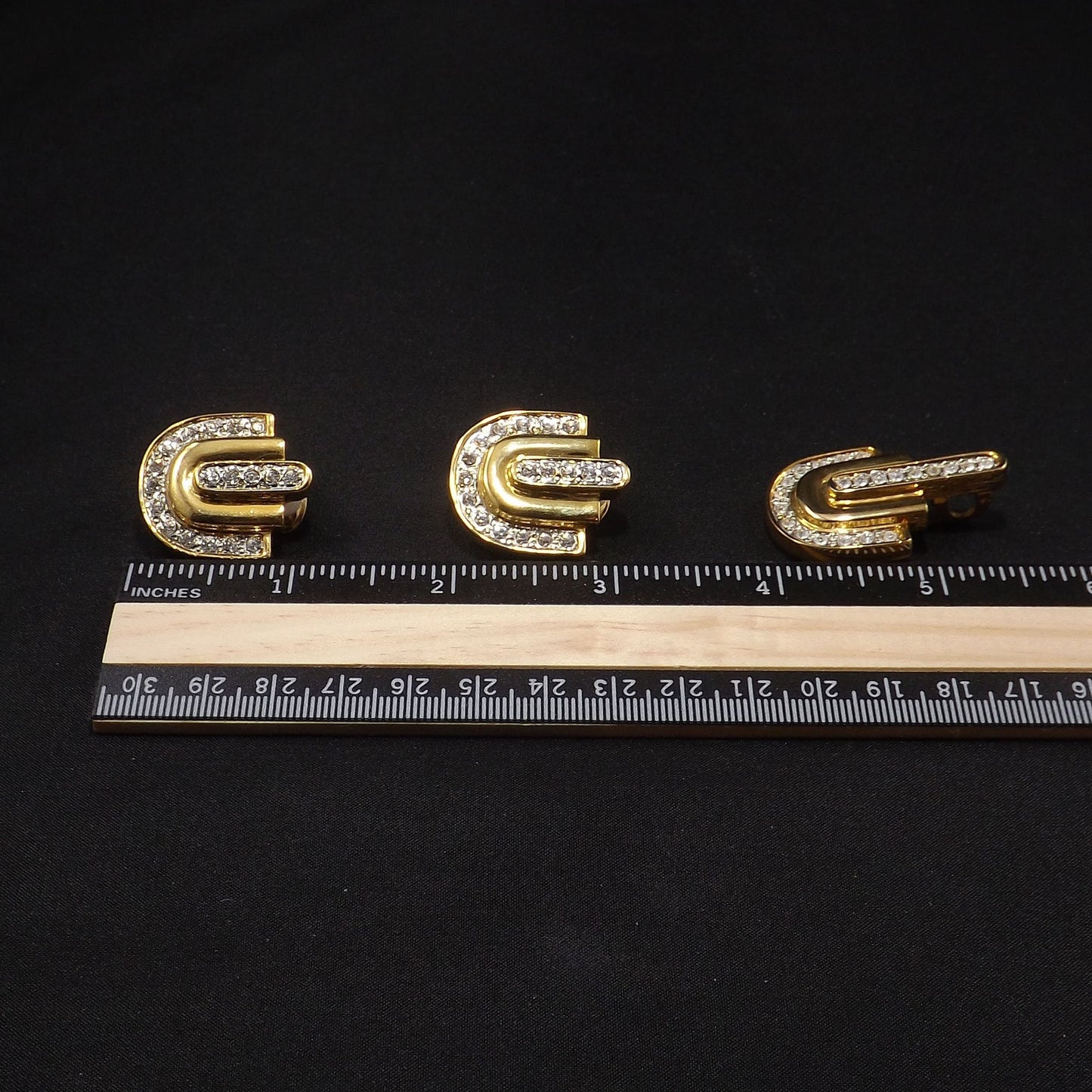 Park Lane Earrings & Matching Pendant Enhancer, Clear Rhinestones, 1980s