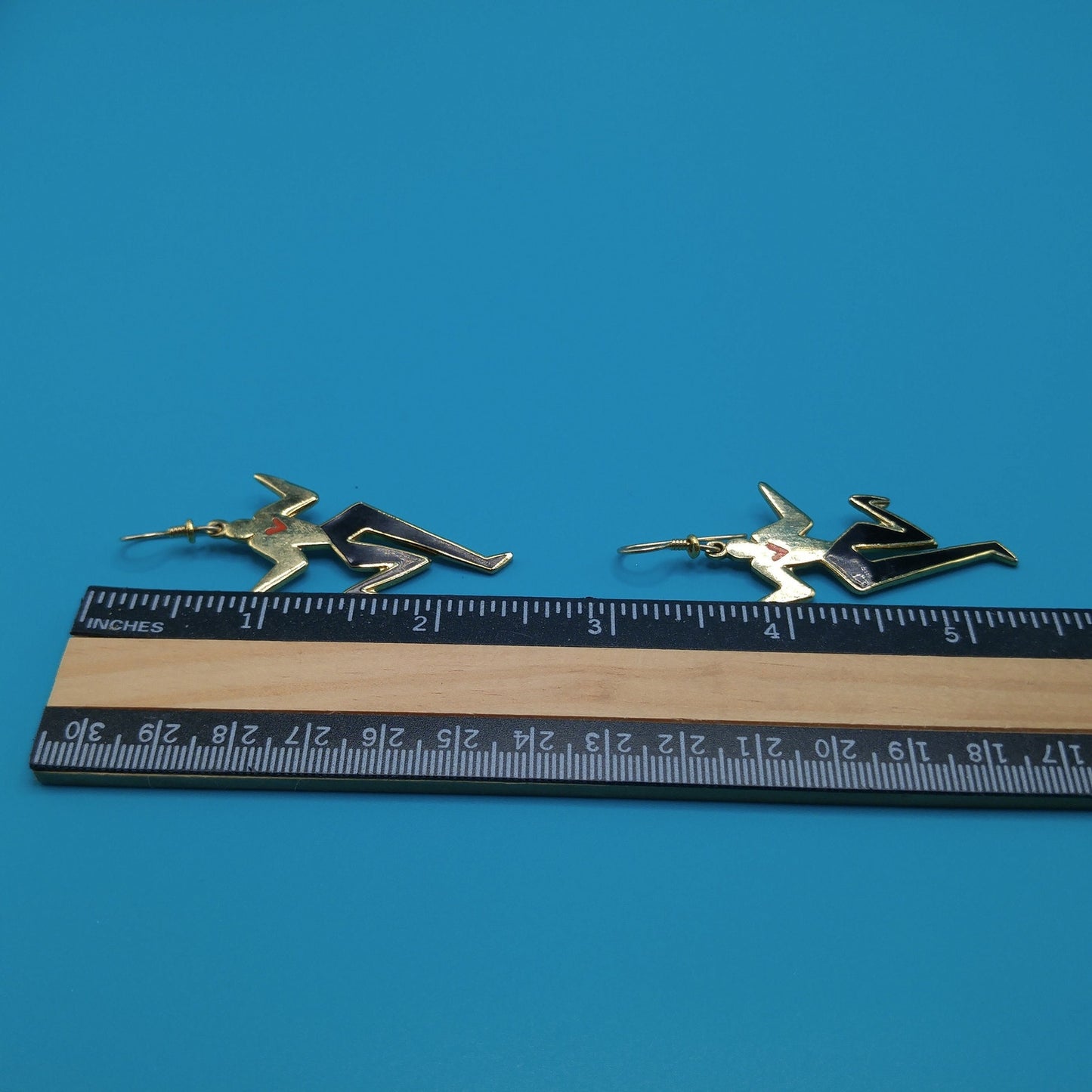 Vintage Laurel Burch "Dancing Spirit" Drop Earrings, Gold Plated