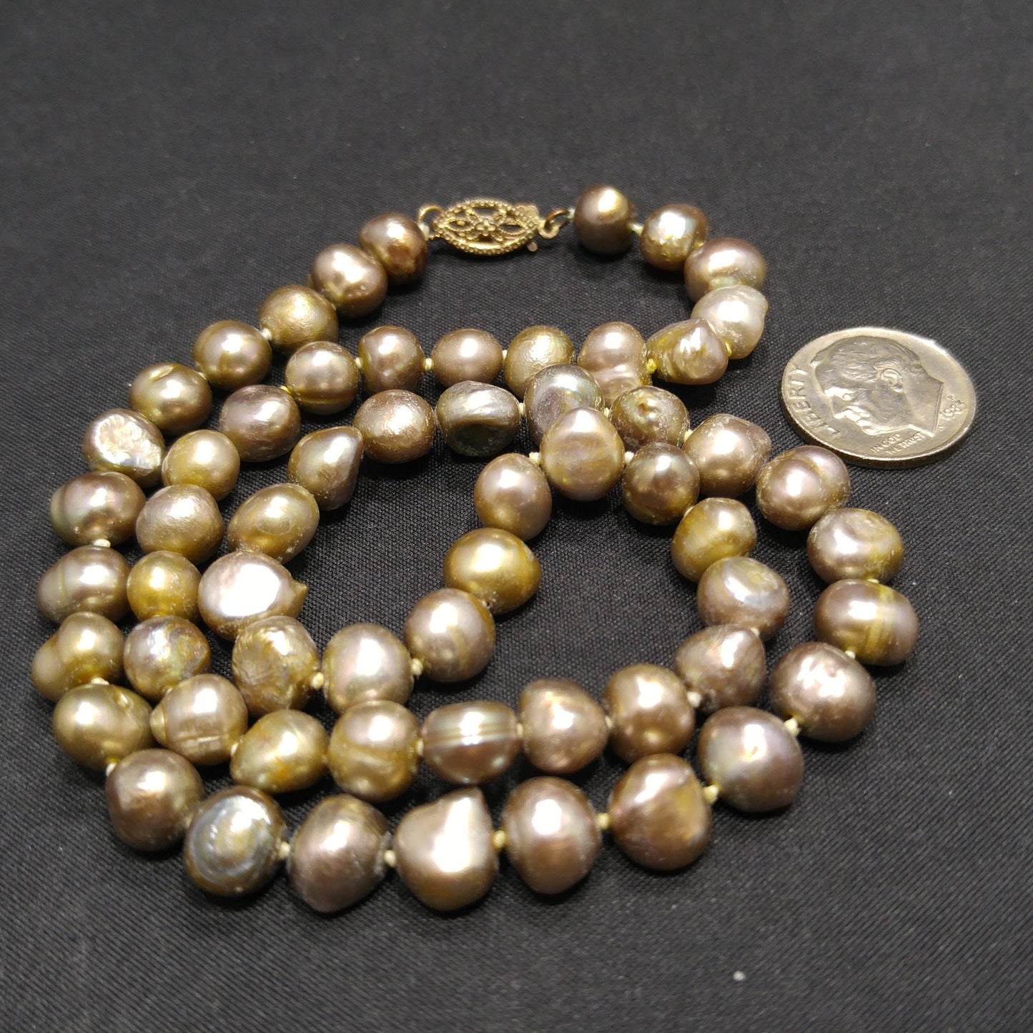 Fresh Water Pearl Necklace, Hand Knotted, Vintage Jewelry