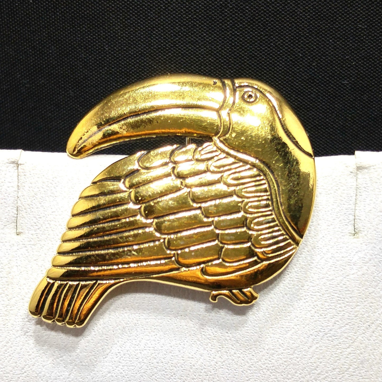Vintage Laurel Burch Toucan Bird Brooch, Gold Plated