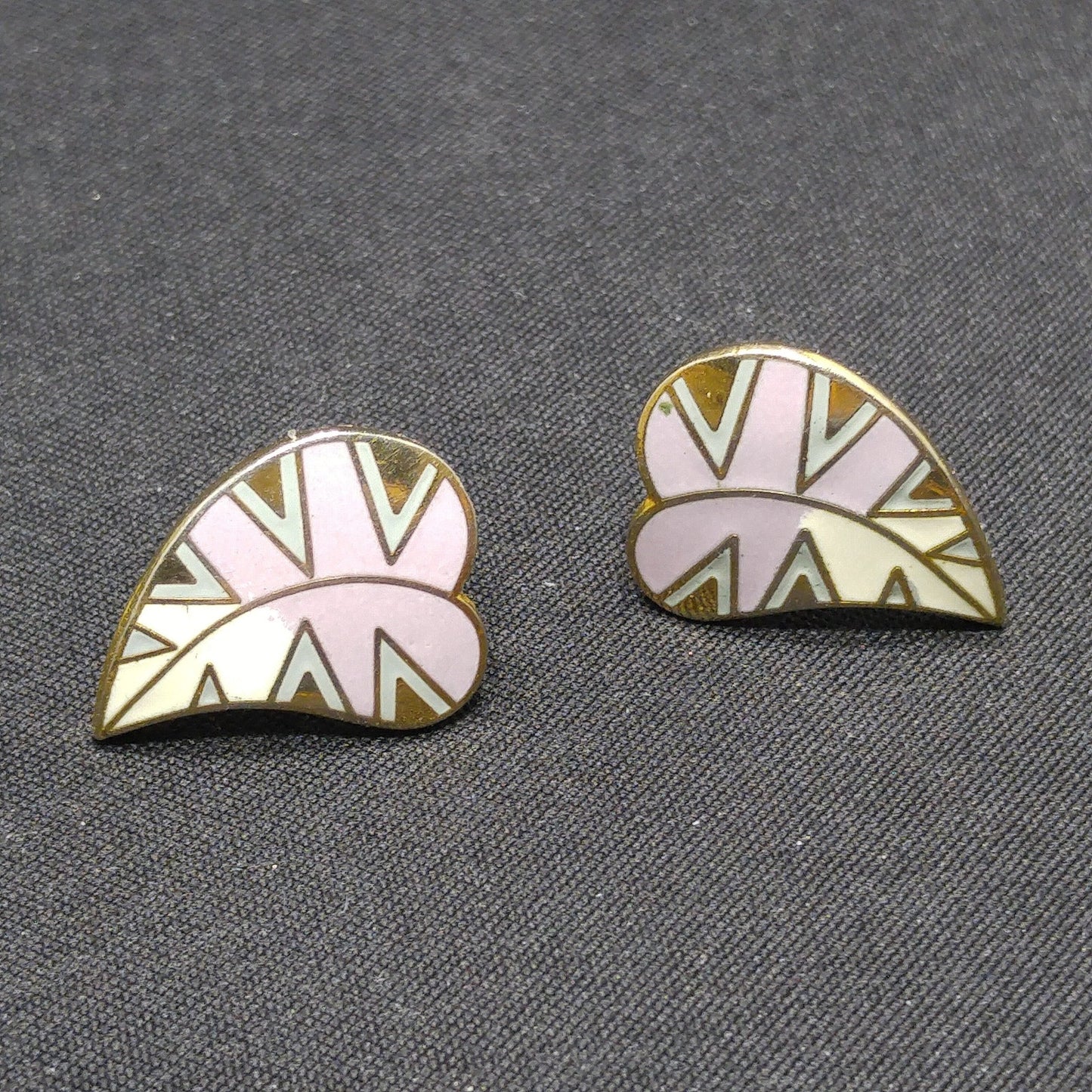 Laurel Burch "Petite Petal" Post Earrings, Lavender Leaves, Gold Plated, 1980s