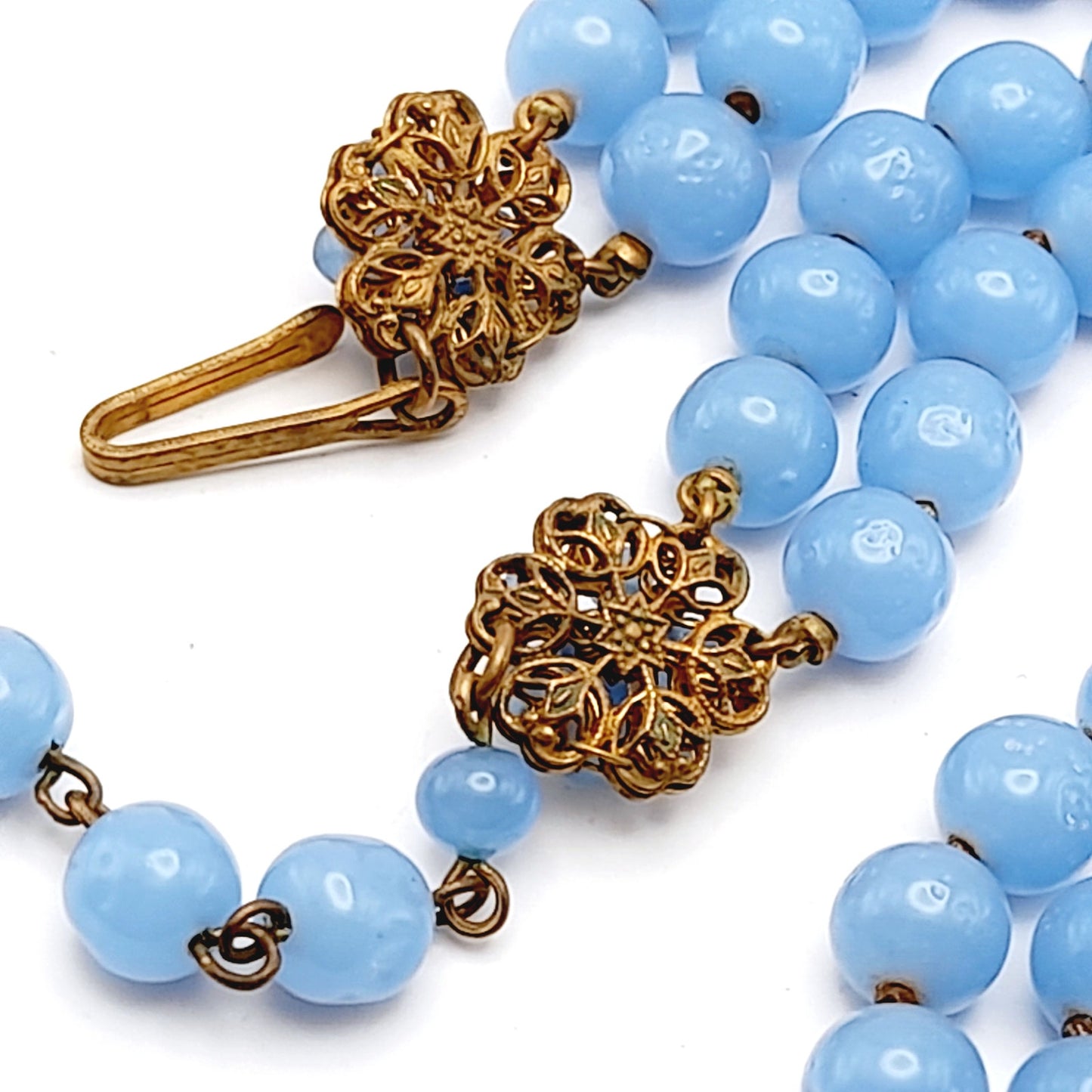 Vintage 1940s Unsigned Hattie Carnegie Style Blue Glass Necklace