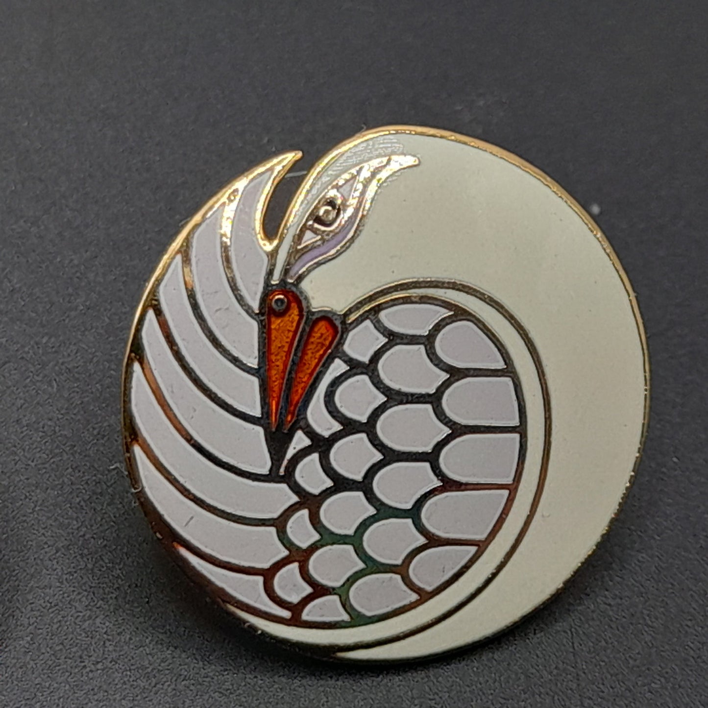 Vintage Laurel Burch Mynah Bird Earrings, Cream Orange Enamel, Gold Plated, 3/4 Inch