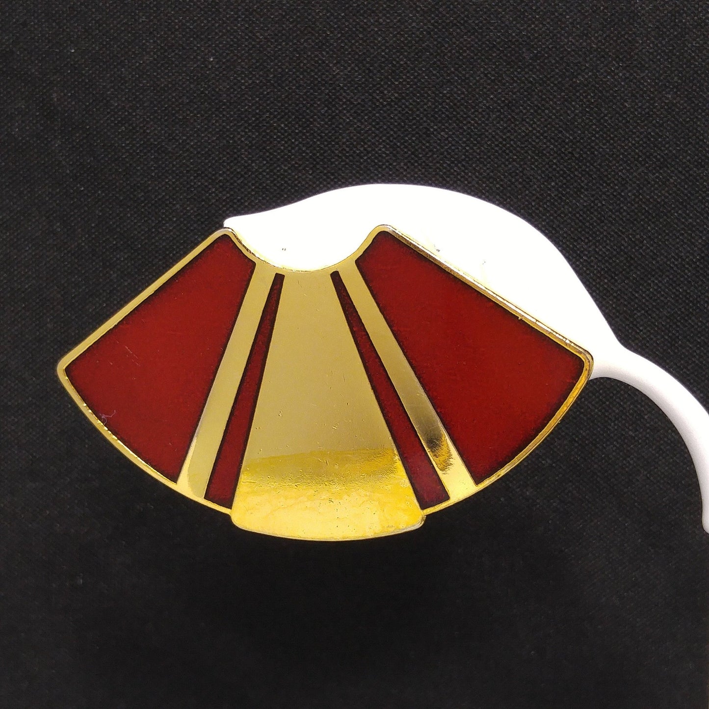 Laurel Burch Red Fan Post Earrings, Gold Plated, Red Metallic Enamel, 1980s