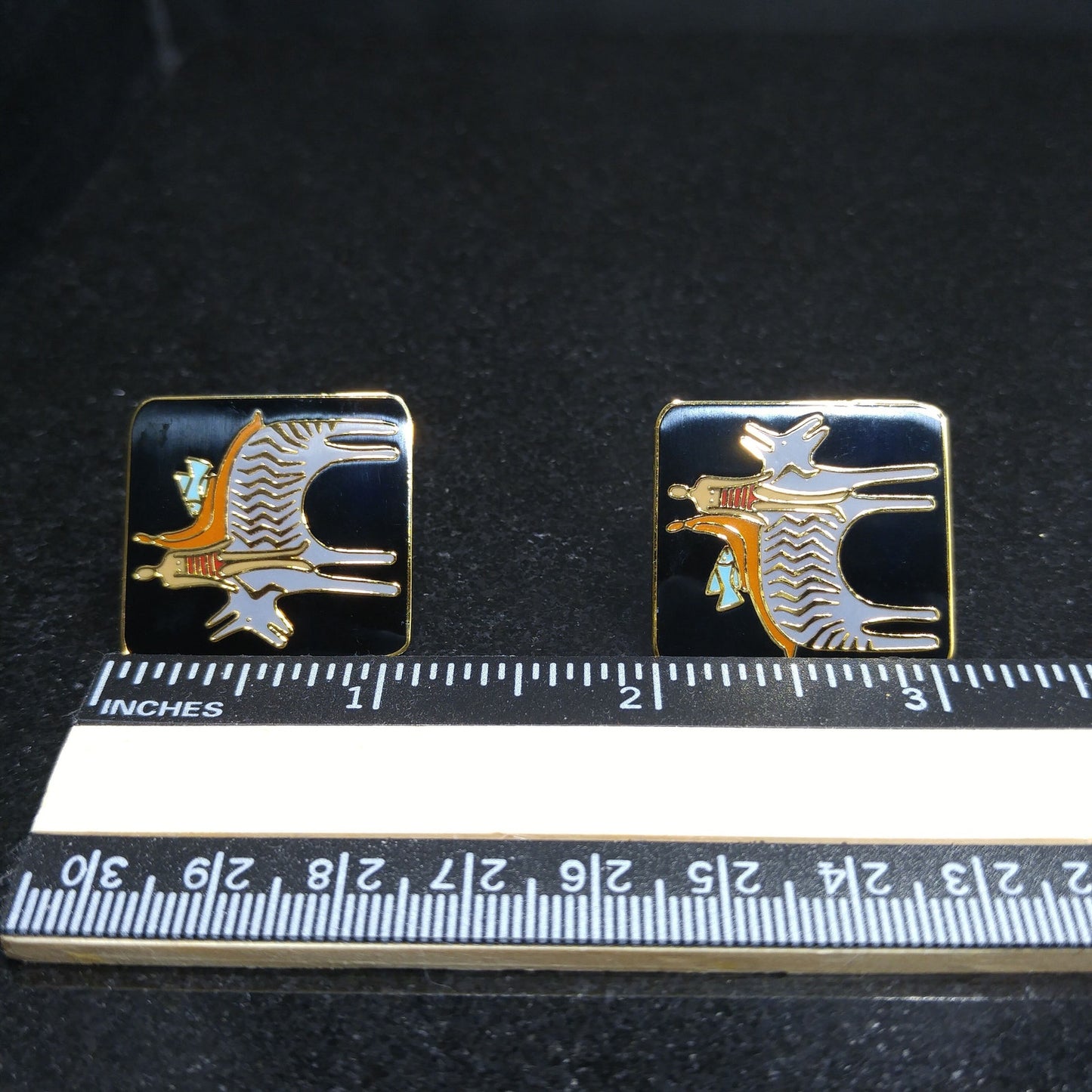 Laurel Burch "Fantasy Friends" Post Earrings, Gold Plated, 1980s Vintage Jewelry