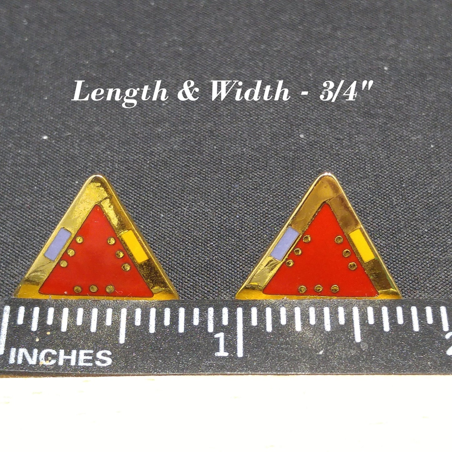 Laurel Burch "For Marie" Geometric Post Earrings, Gold Plated, 1980s Vintage Jewelry