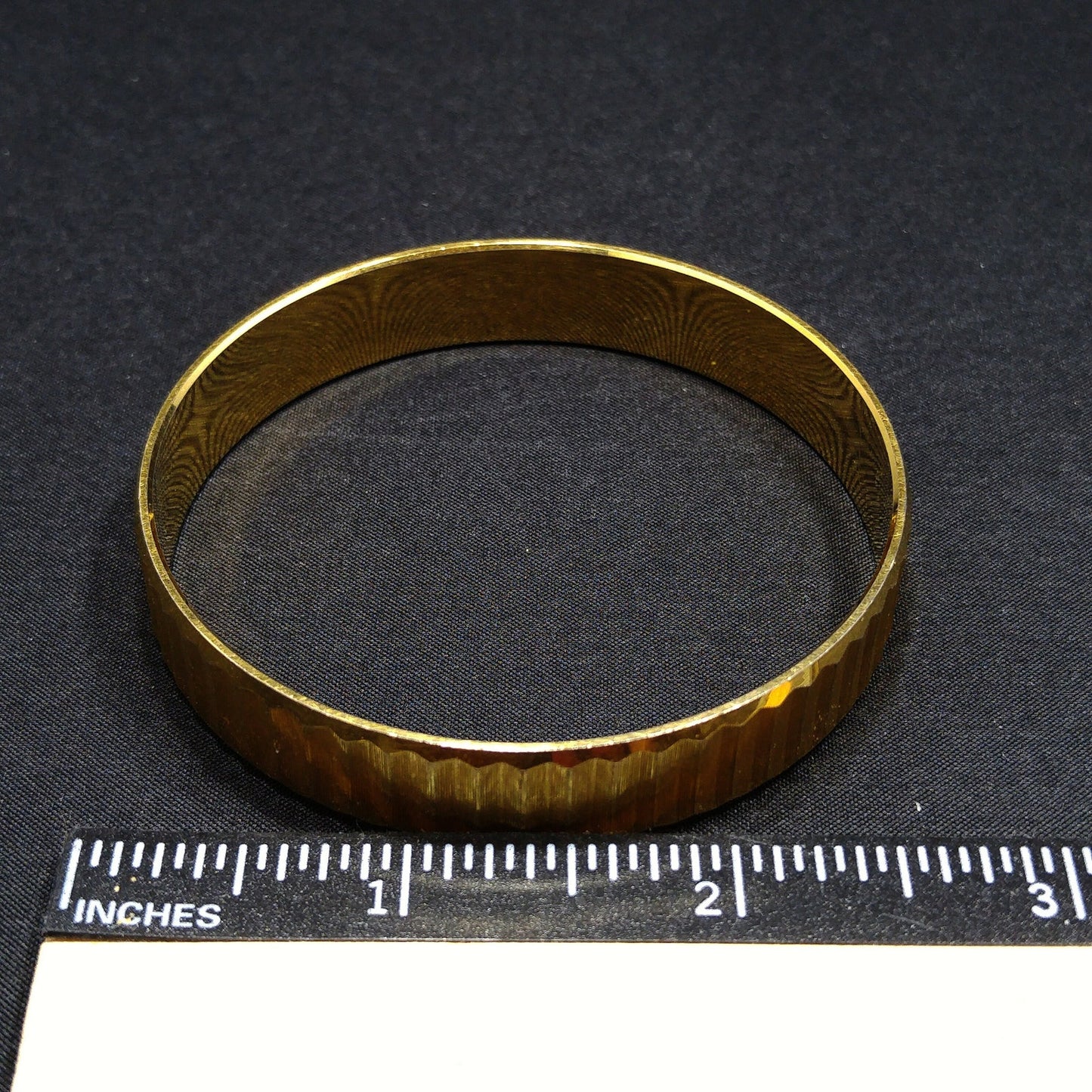 Crown Trifari Gold Plated Bangle Bracelet, Size M, 1960s Vintage Jewelry