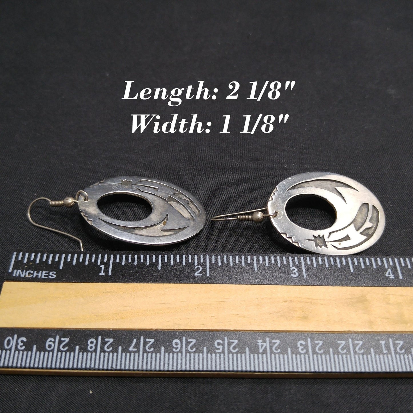 Silver Navajo Handmade Earrings, Unknown Mark, Vintage Jewelry