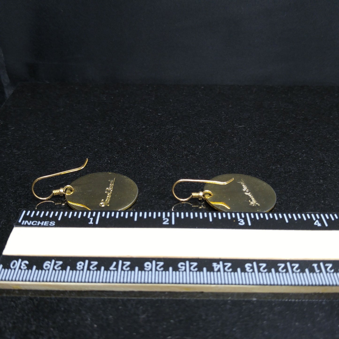 Vintage Laurel Burch Lavender Floral Earrings, Gold Plated Cloisonne