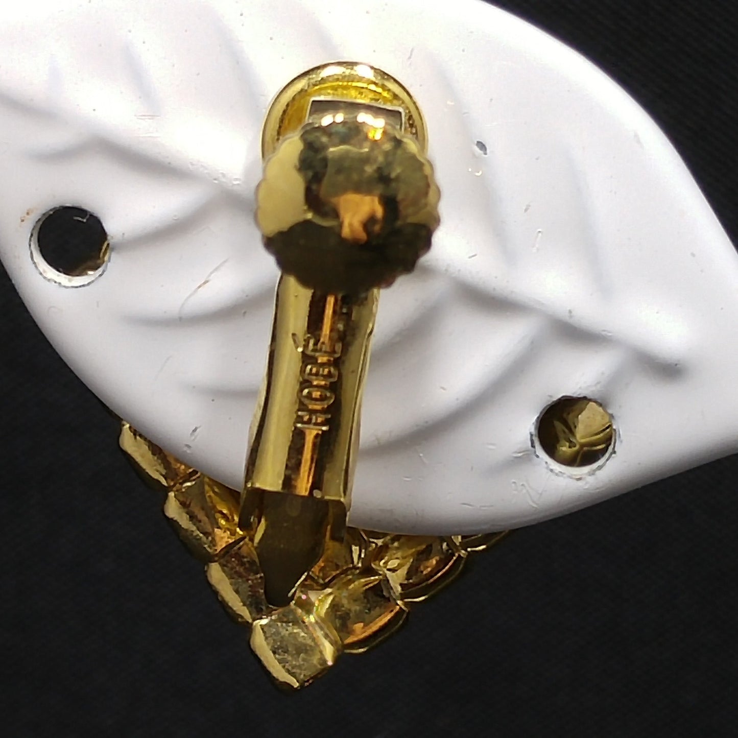 Hobe' Designer Red Clear Rhinestone Clip Earrings, Gold Plated, 1960s Vintage Jewelry