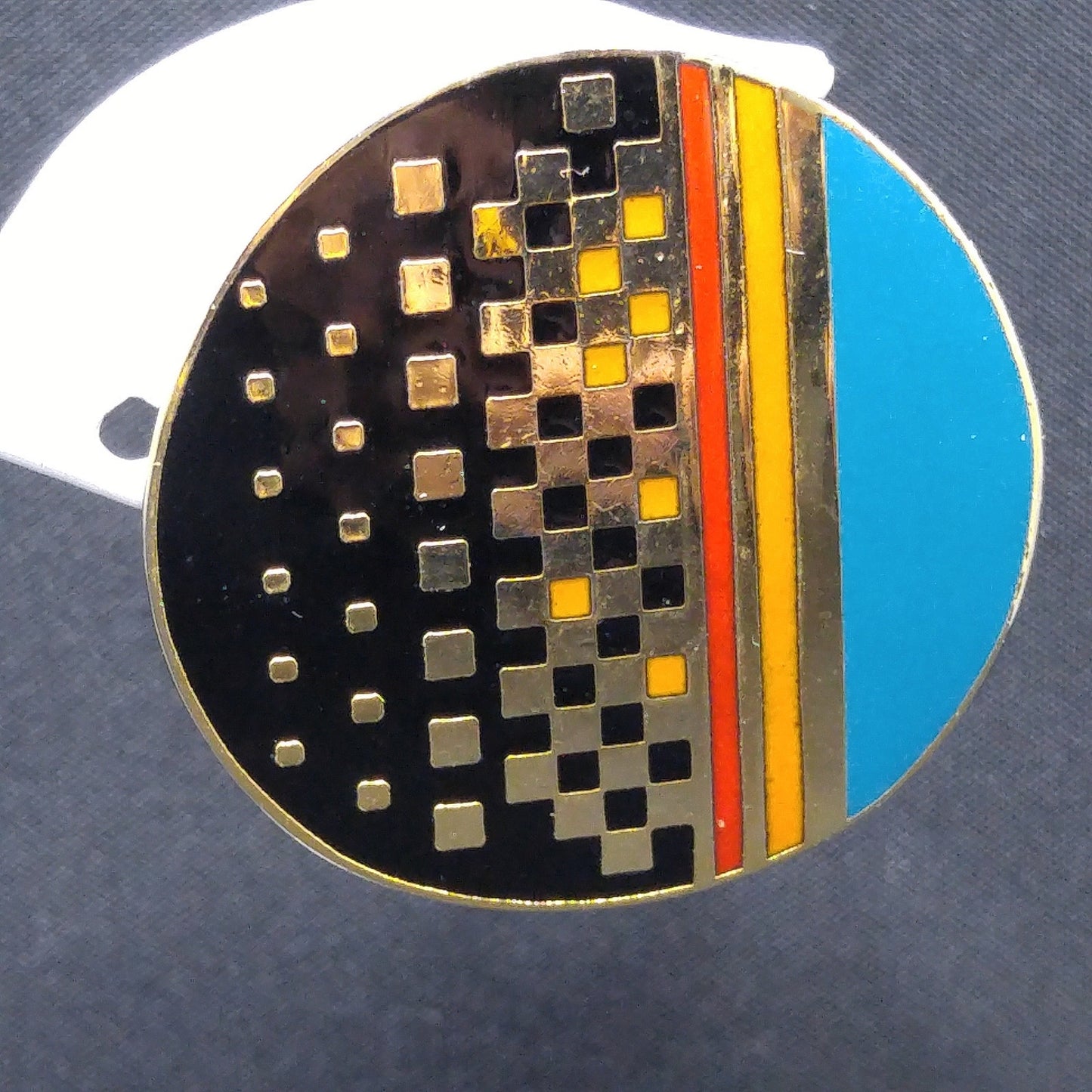 Laurel Burch "RAJI" Post Earrings, Round Enamel Cloisonne, Geometric Design
