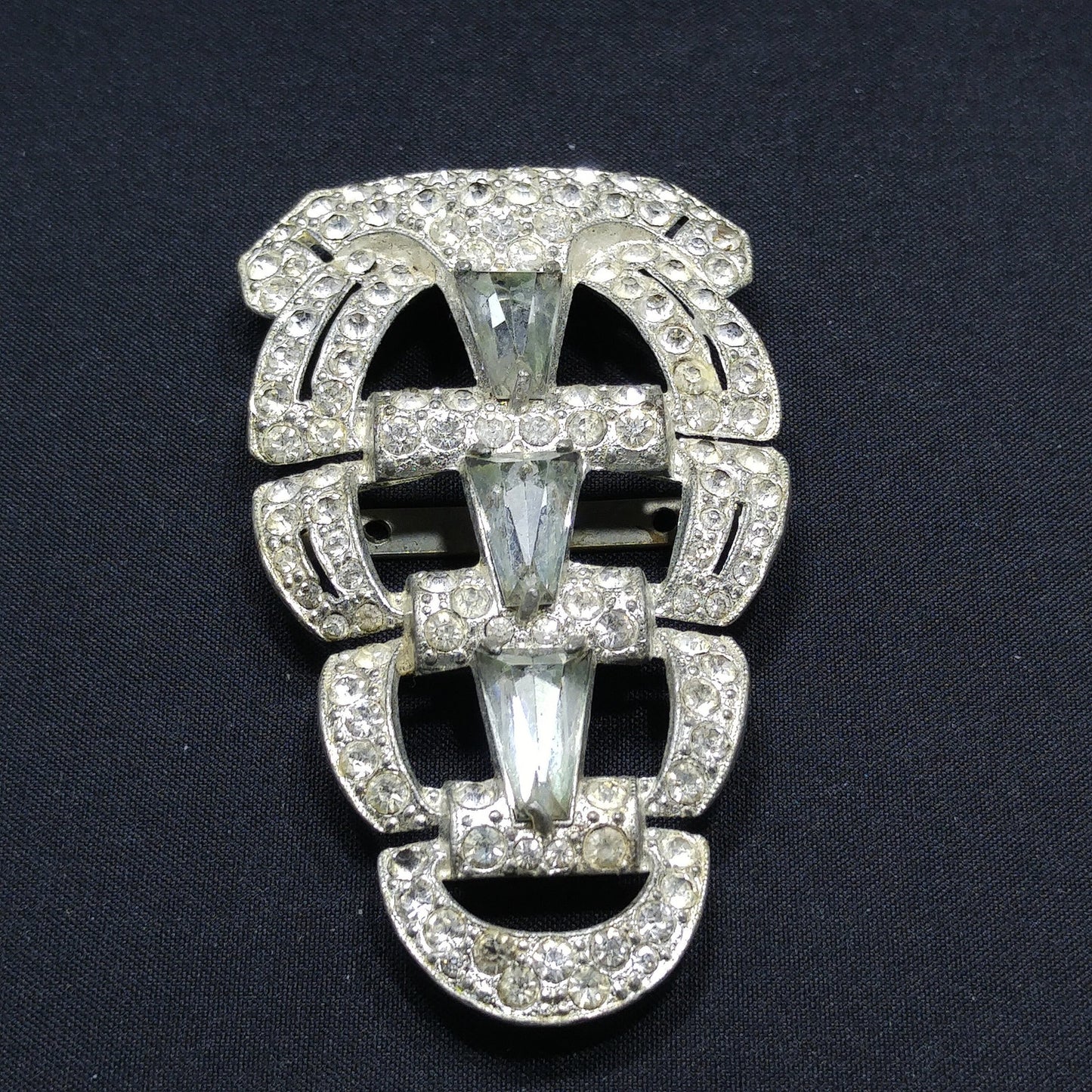 Vintage Clear Rhinestone Ladies Belt Buckle, Pot Metal, 1930s Vintage Accessories