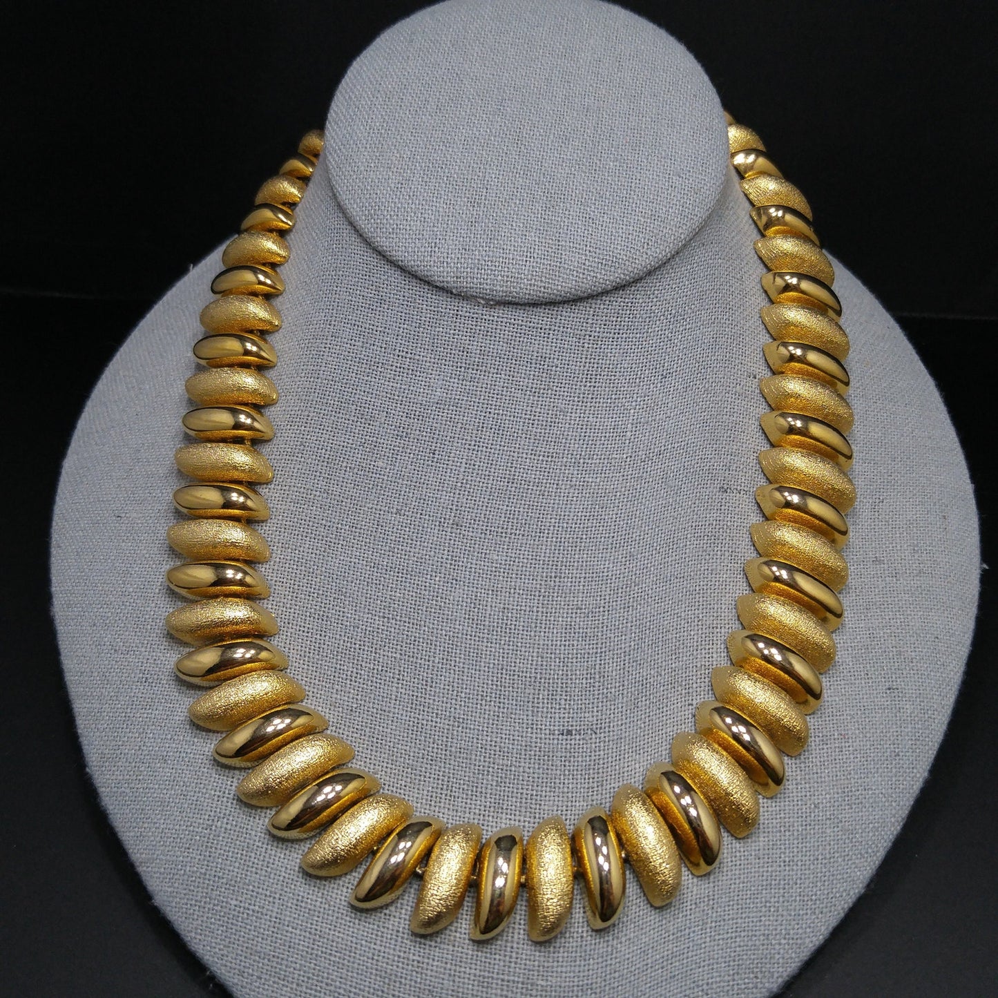 Vintage Smooth Textured Choker Necklace, Gold Plated, 1980s Vintage Jewelry