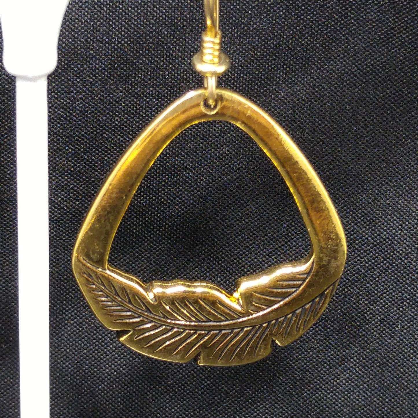 Vintage Laurel Burch Palm Leaf Dangle Earrings, Gold Plate