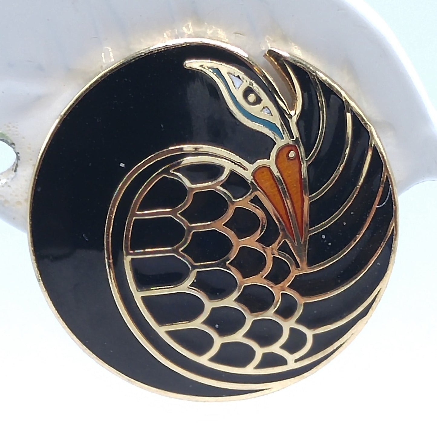 Laurel Burch "Mynah Bird" Black Clip Earrings, Gold Plated, 1980s Vintage