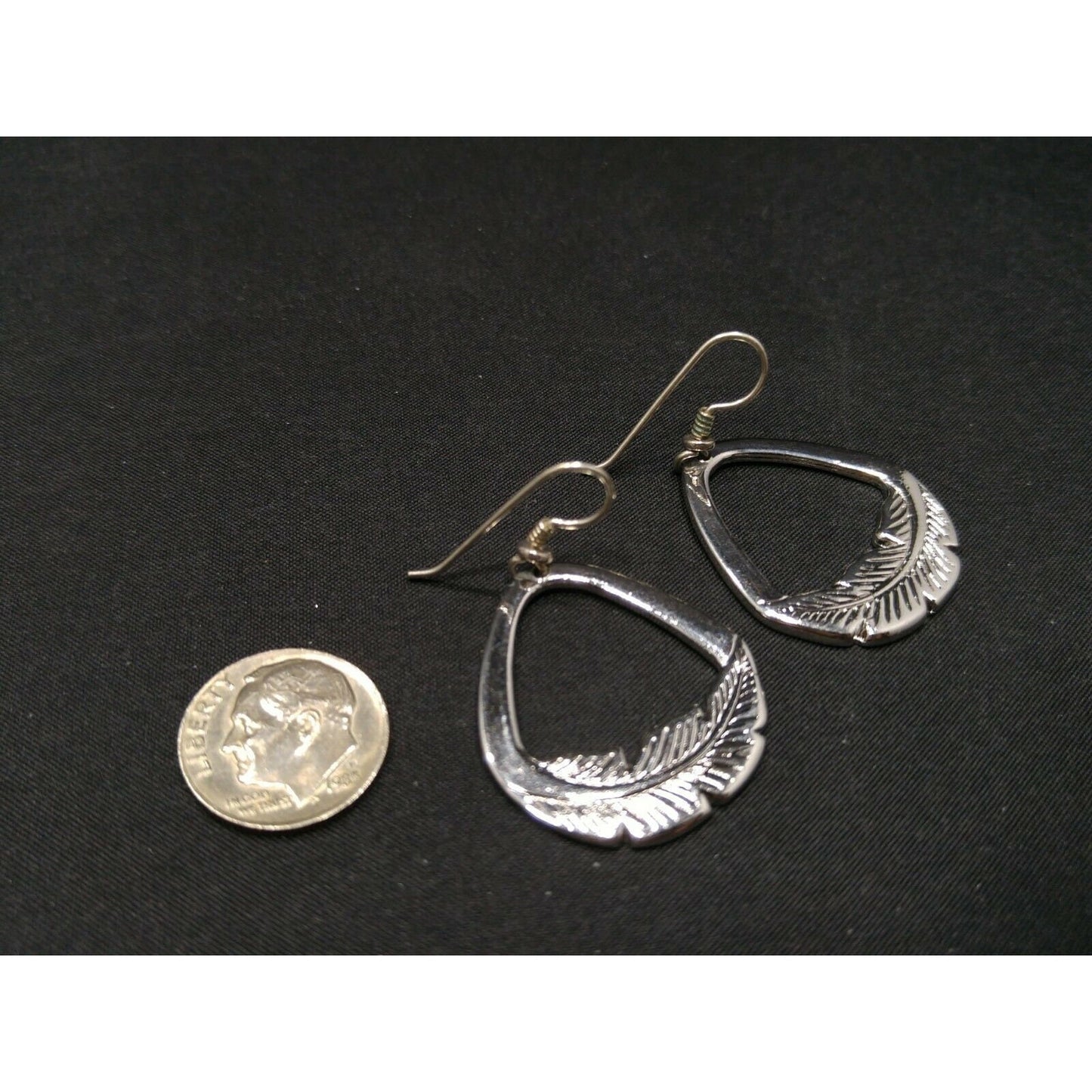 Laurel Burch Palm Leaf Dangle Earrings, Rhodium Plated, 1980s Vintage Jewelry