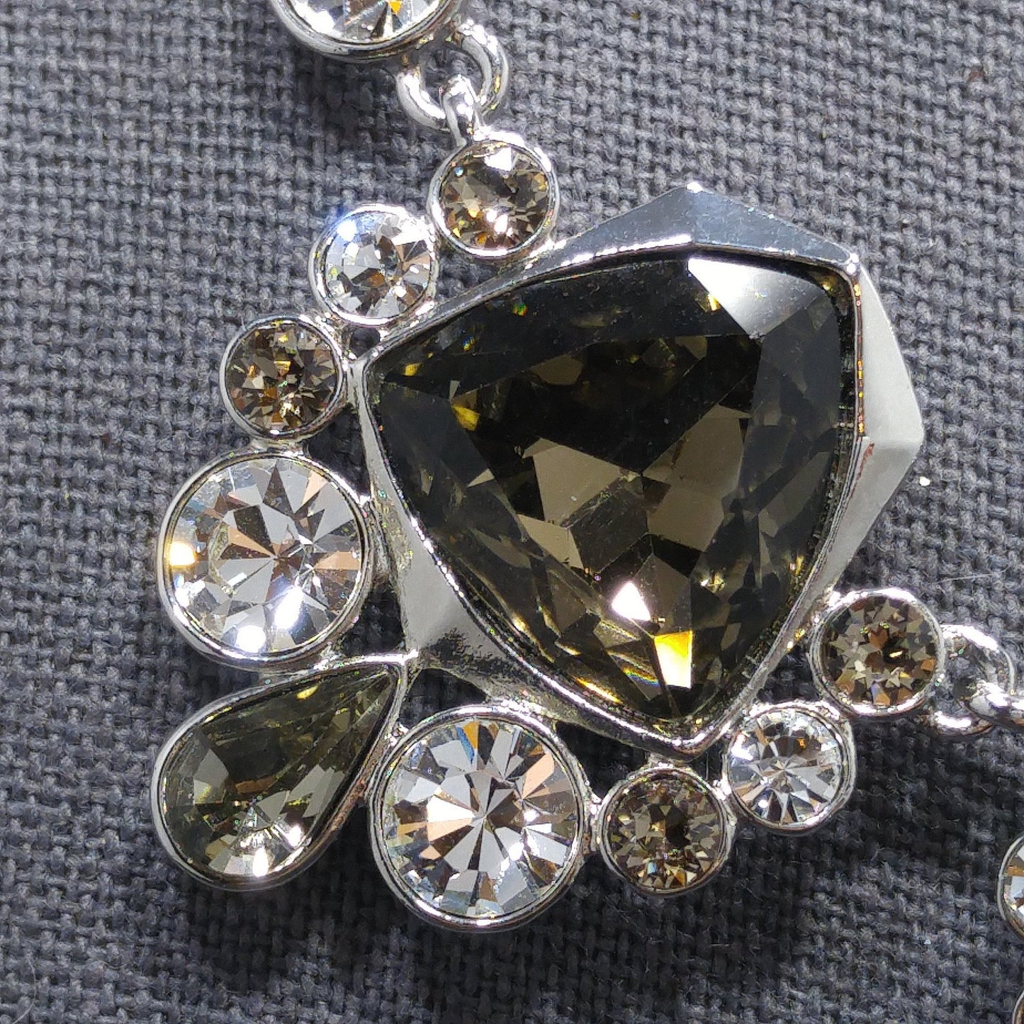Givenchy Smoky Rhinestone Choker Necklace – 1990s Vintage Jewelry, Rhodium Plated Adjustable Length 16–19 Inches
