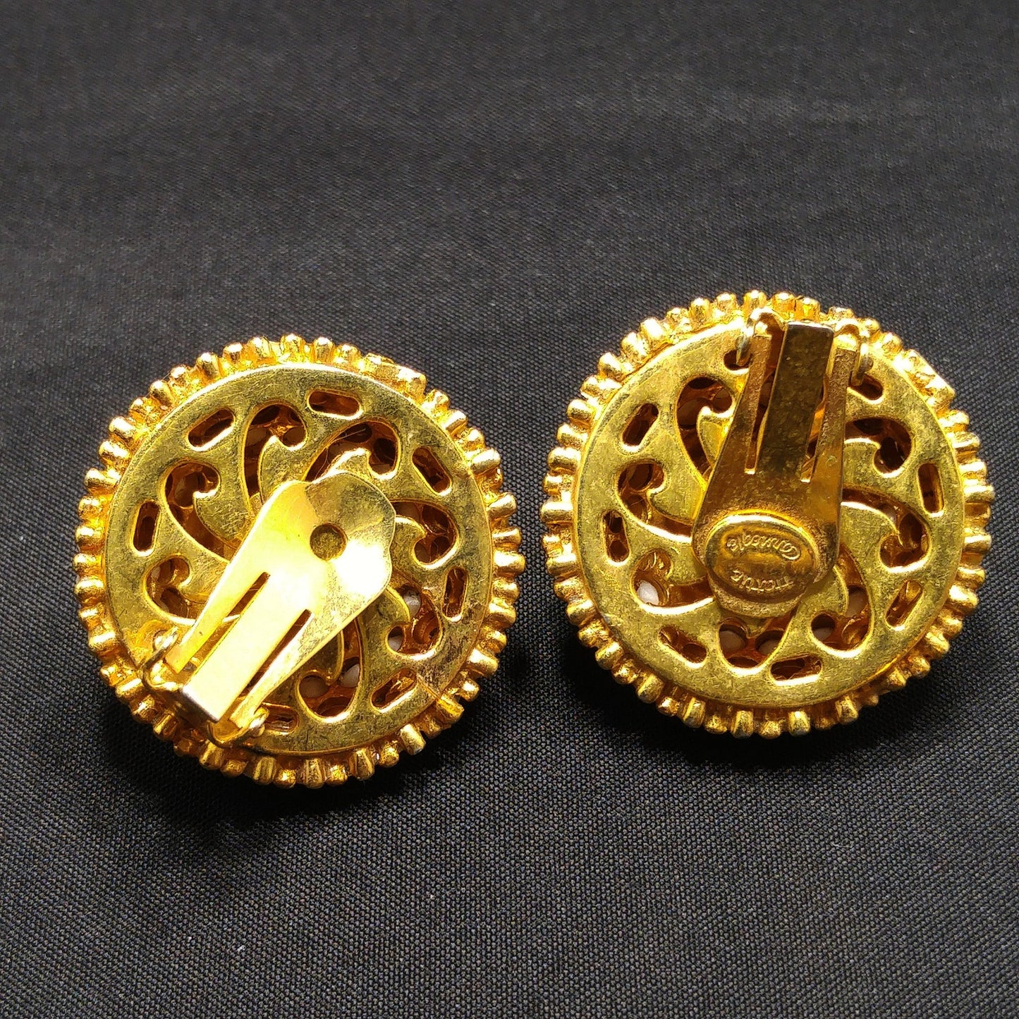 Vintage Hattie Carnegie Large Rhinestone Clip Earrings, Gold Plated, 1960s