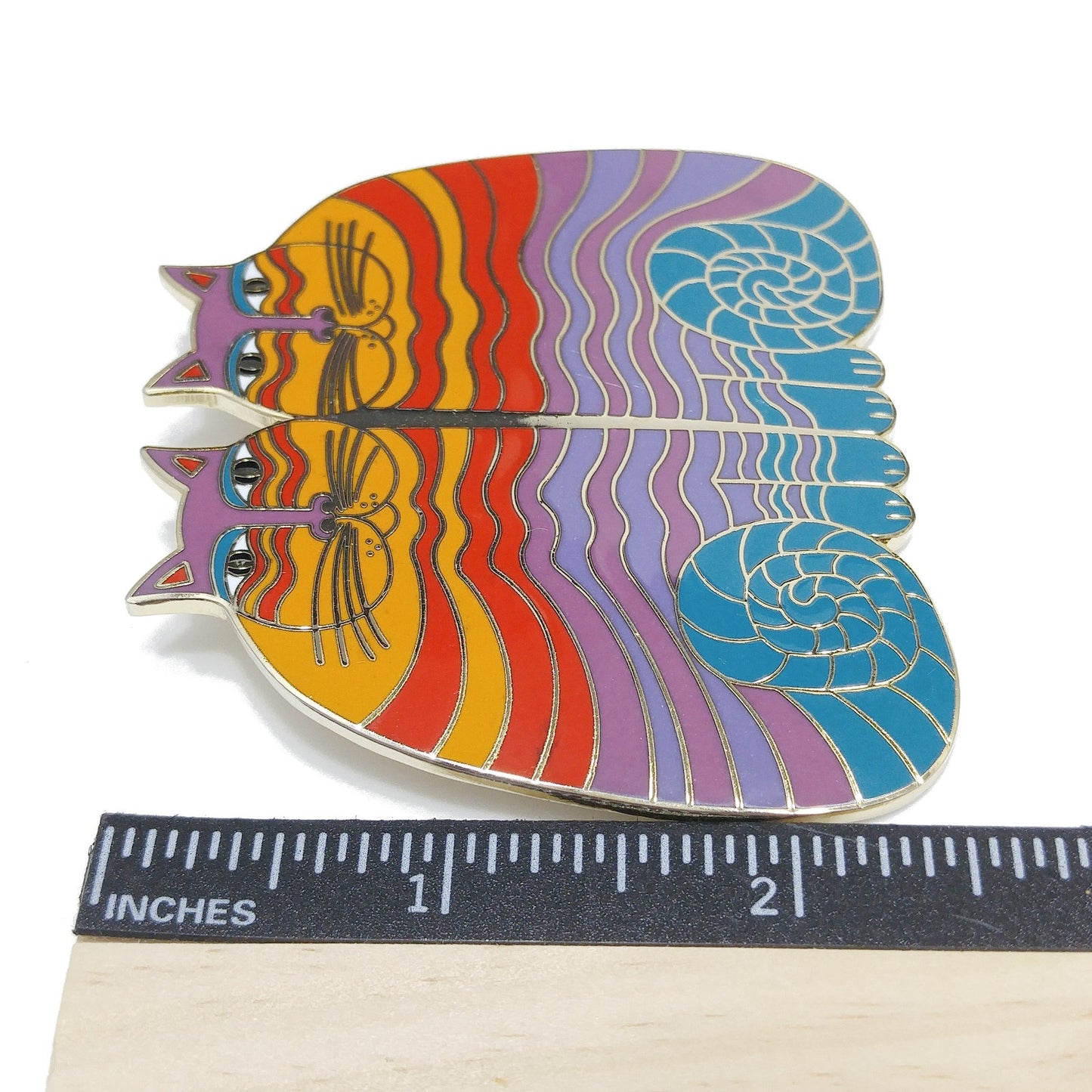 Laurel Burch "Rainbow Cats" Pendant for Necklace, Gold Plated, Needs Silk Cord, 1980s