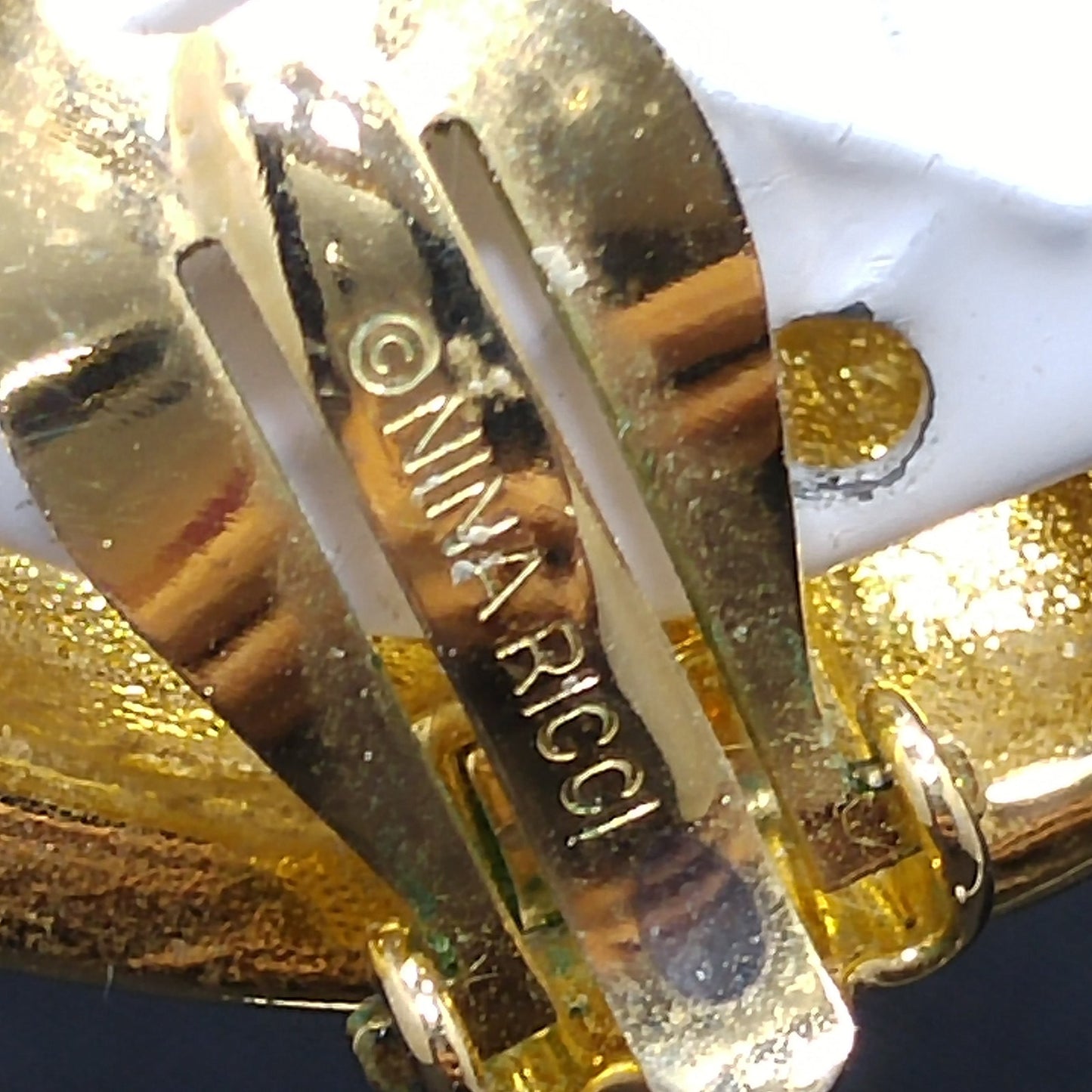 Nina Ricci Gold Plated Earrings, Pave Clear Rhinestones, 1960s Vintage Jewelry