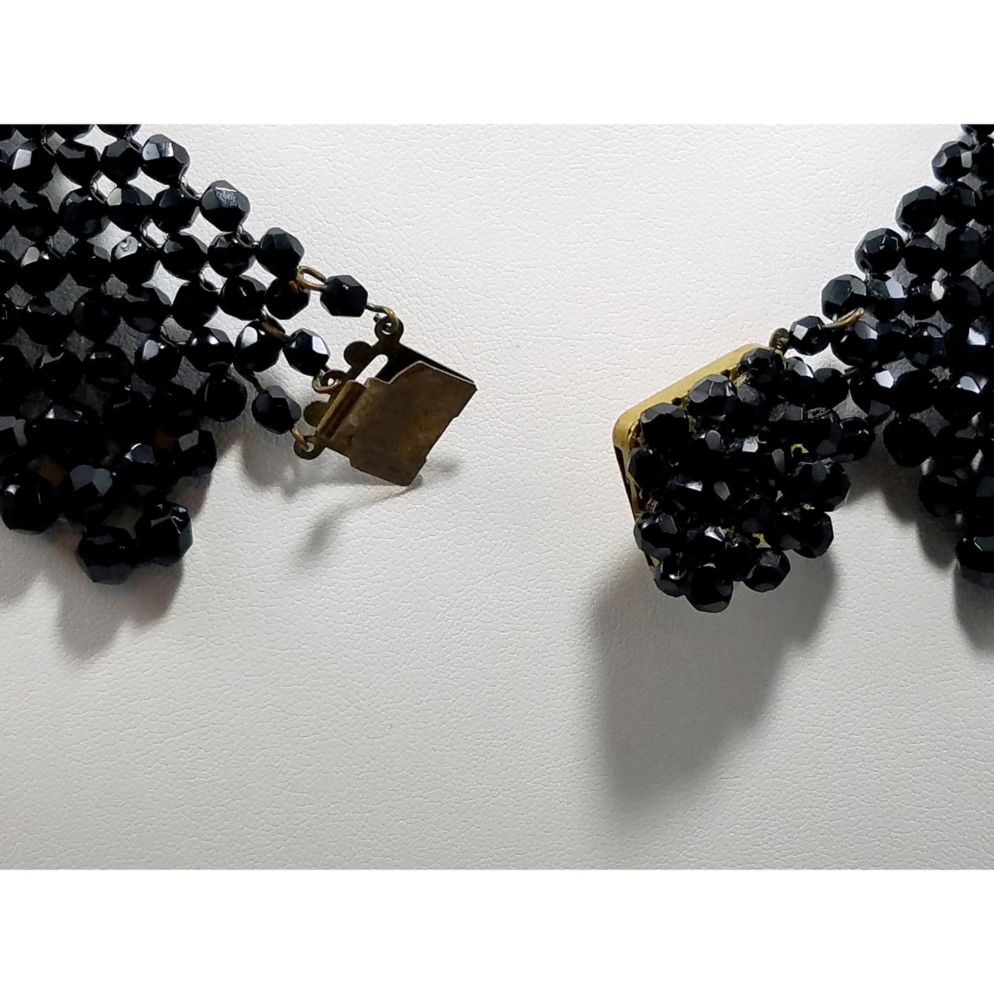 Vintage Victorian Black Crystal Beaded Collar, 1930s, 17 Inches