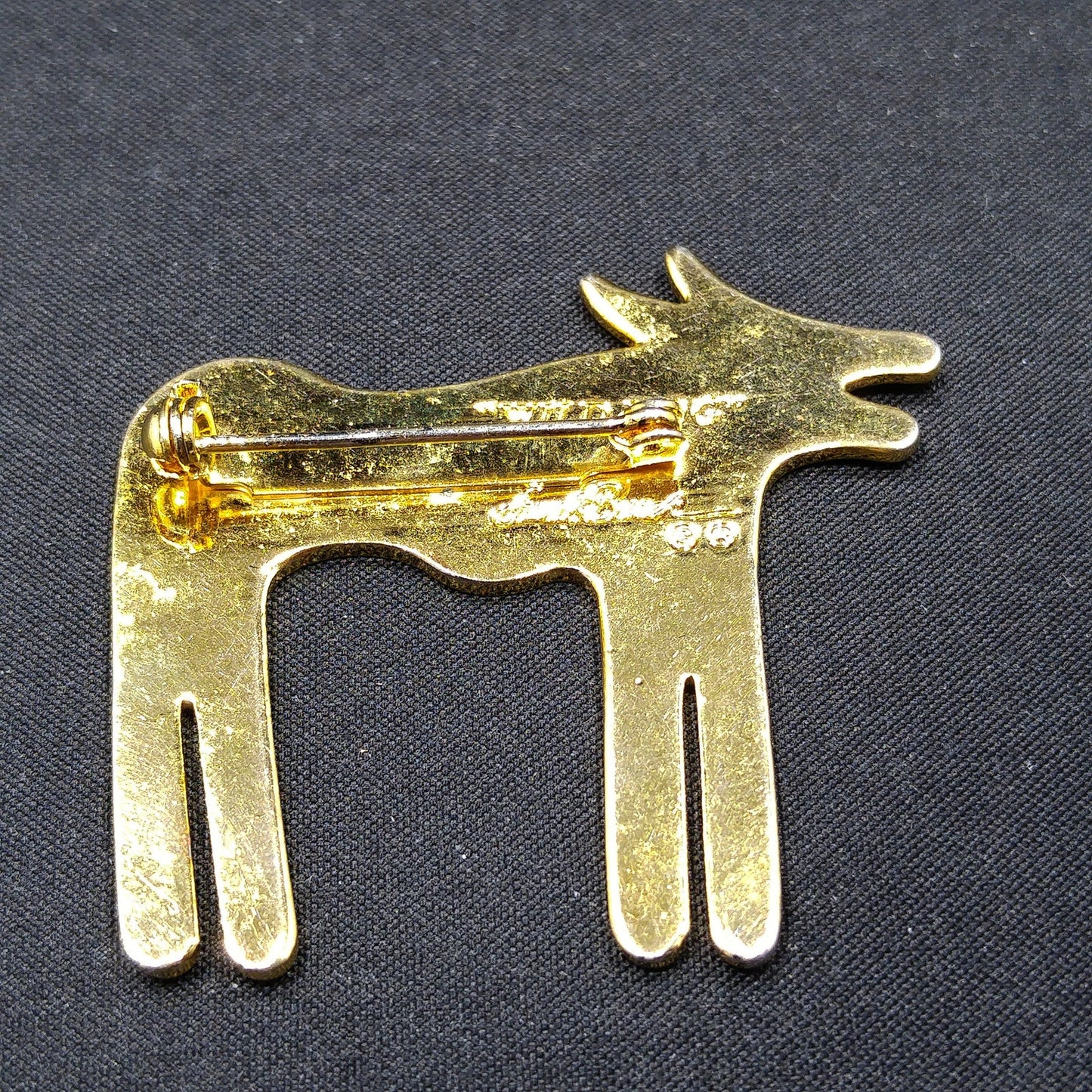 Laurel Burch "Wild Dog" Purple & Red Enamel Brooch, Cloisonne Gold Plated, 1980s