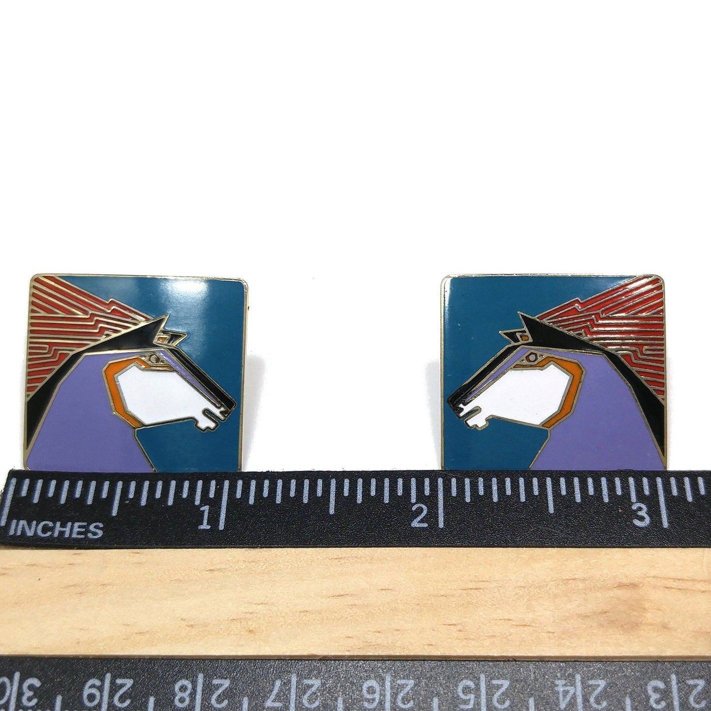 Vintage Laurel Burch "Stallion" Horse Post Earrings, Gold Plated, 1980s