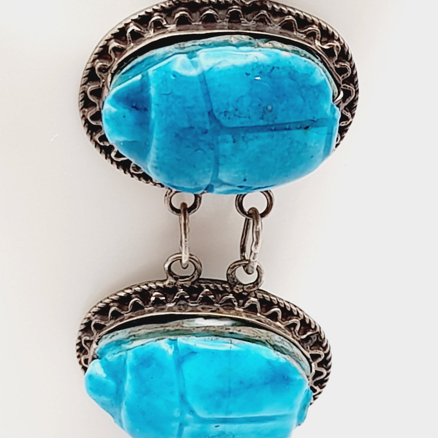 Antique Art Deco Silver Egyptian Revival Scarab Bracelet