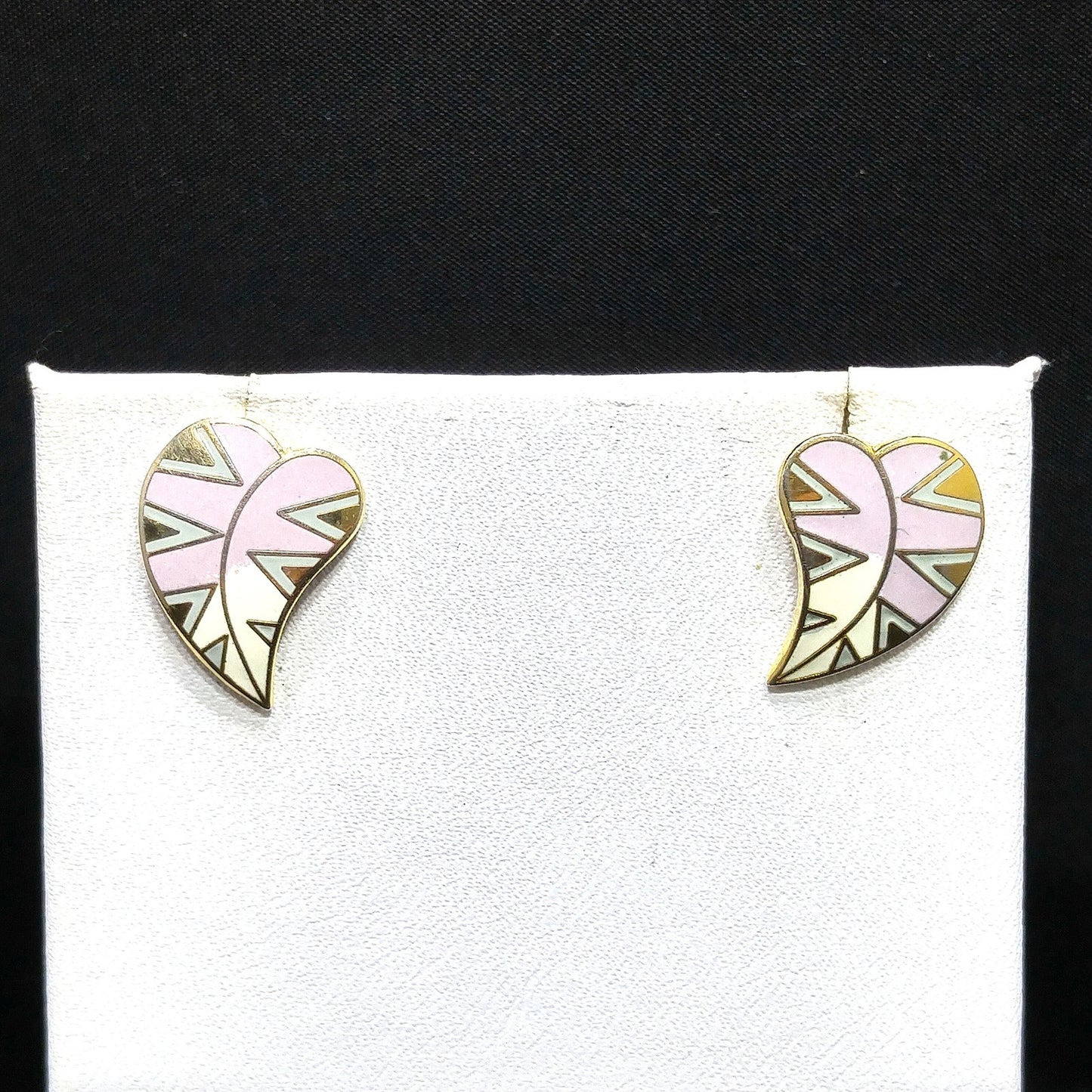 Laurel Burch "Petite Petal" Post Earrings, Lavender Leaves, Gold Plated, 1980s