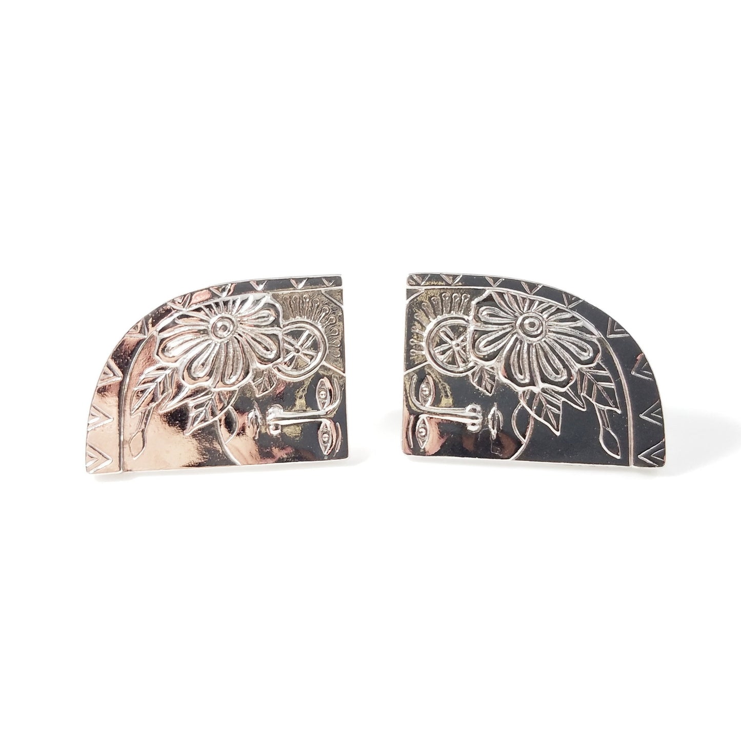 Vintage Laurel Burch Blossoming Woman Earrings, Rhodium Plated, 1990s