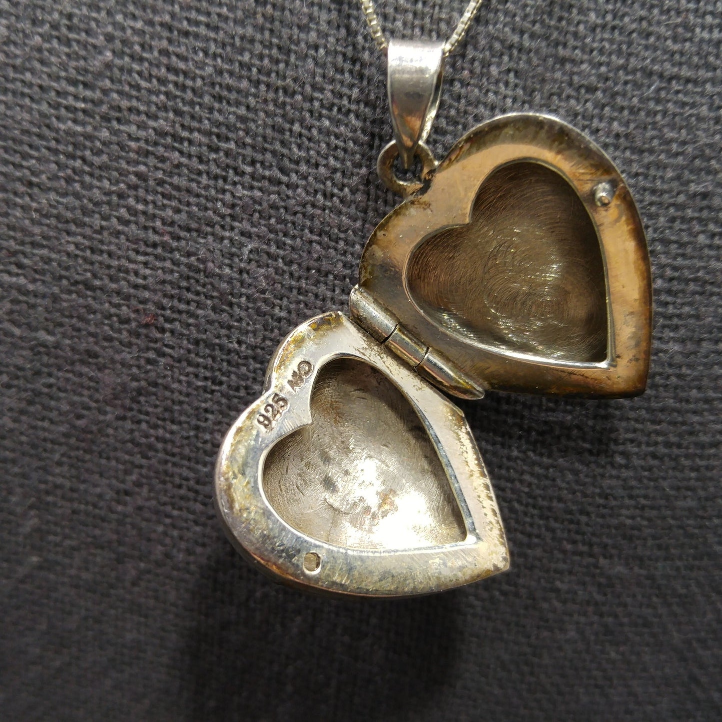 Marsala Silver Heart Locket Necklace & Bracelet, 925 Box Chain, 1980s Vintage Jewelry