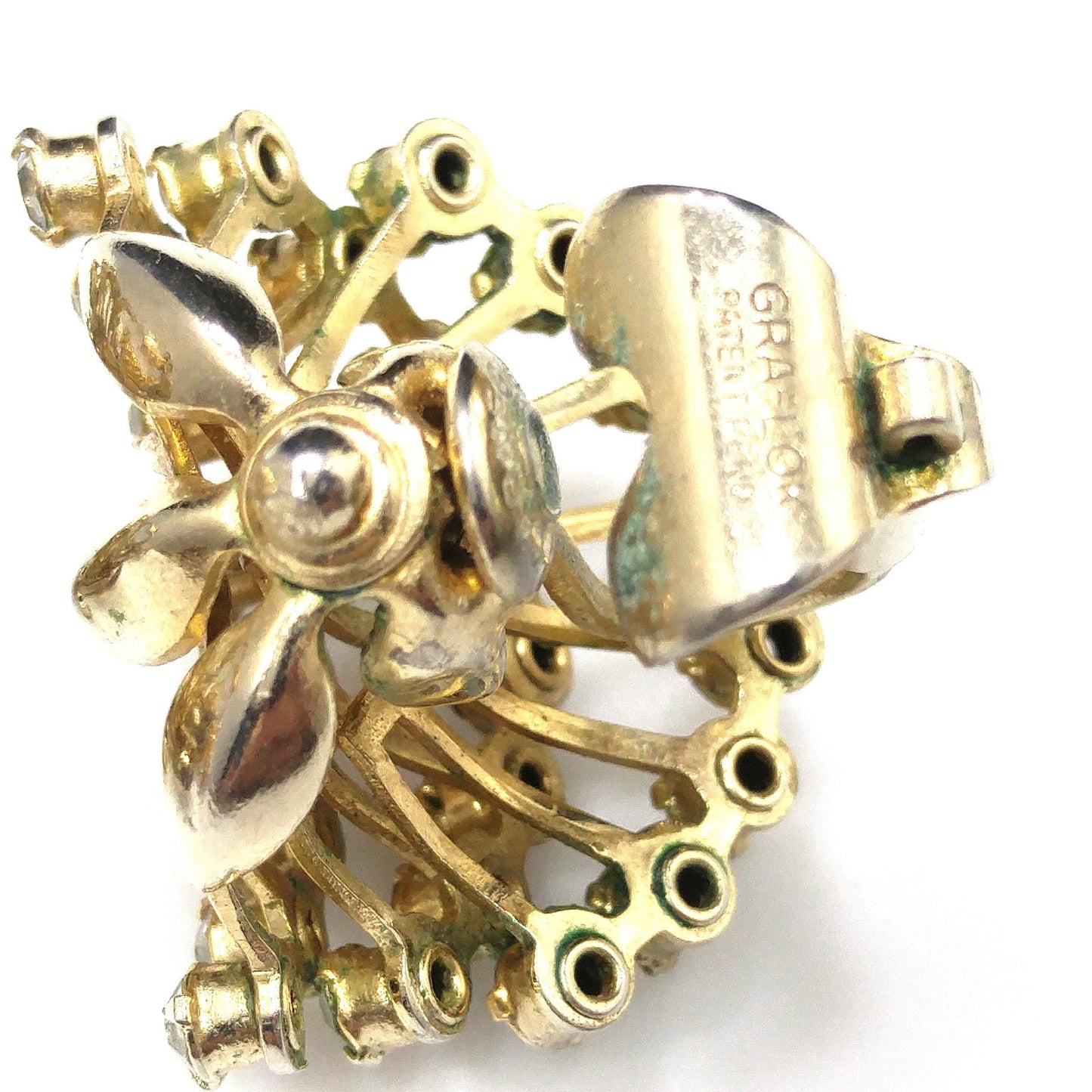 Vintage Hattie Carnegie Rhinestone Brooch & Earrings, Gold Plated, 1950s