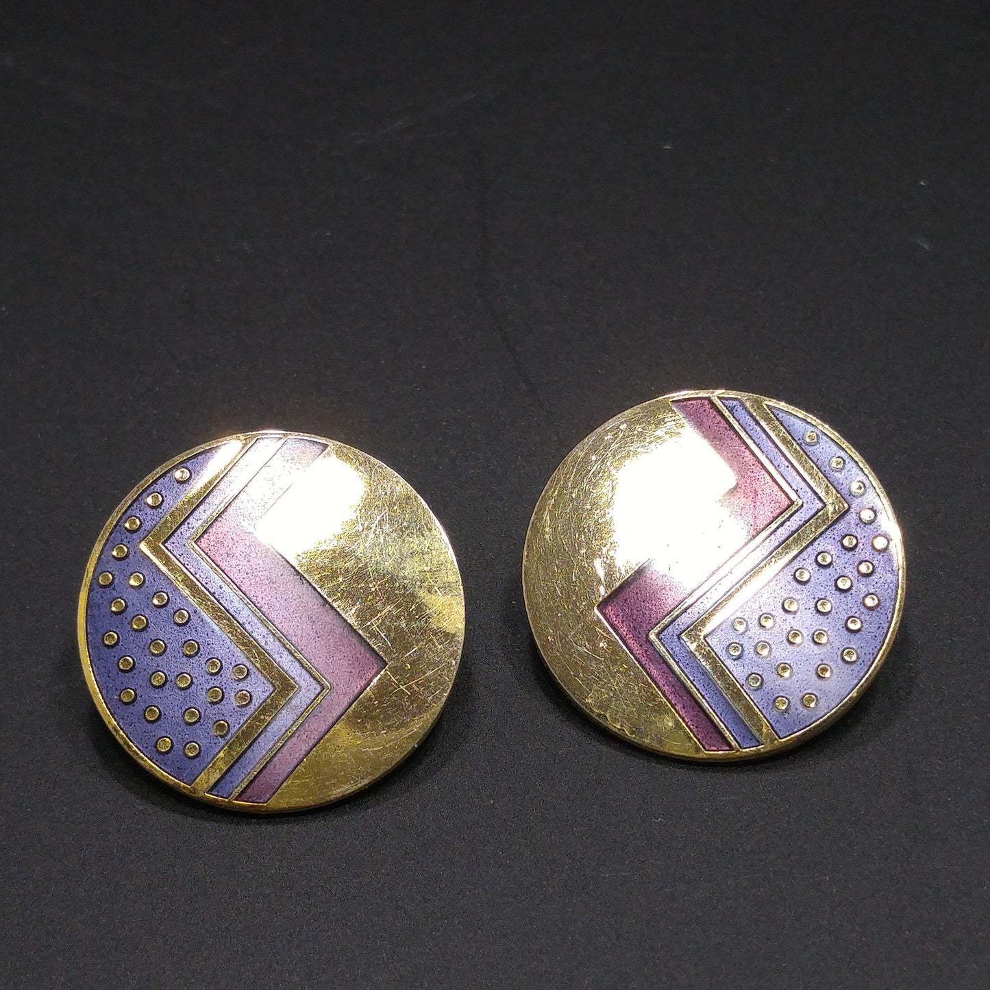 Vintage Laurel Burch Cloisonne Enamel Post Earrings, Gold Plated