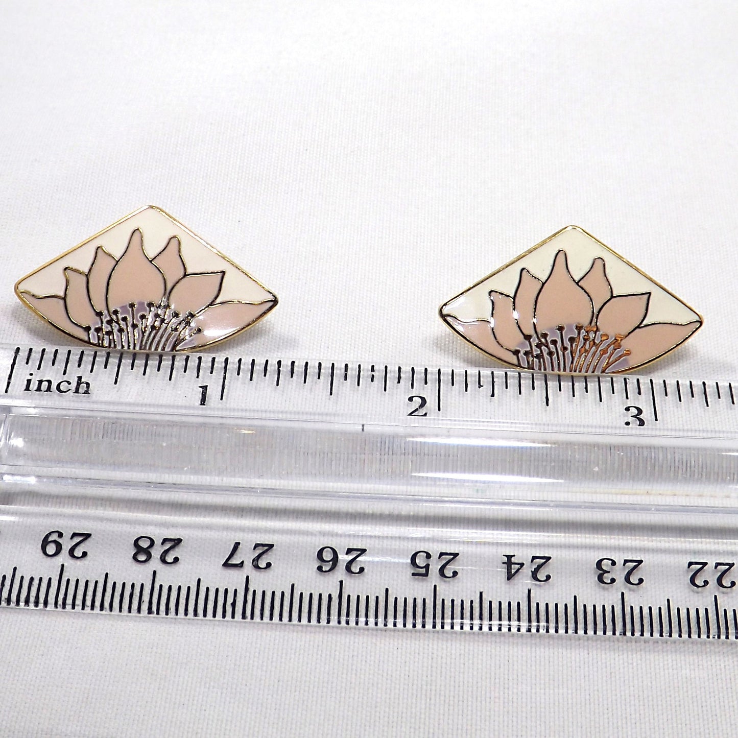 Vintage Laurel Burch Pink Flower Post Earrings, Pink & Gold Sunflowers