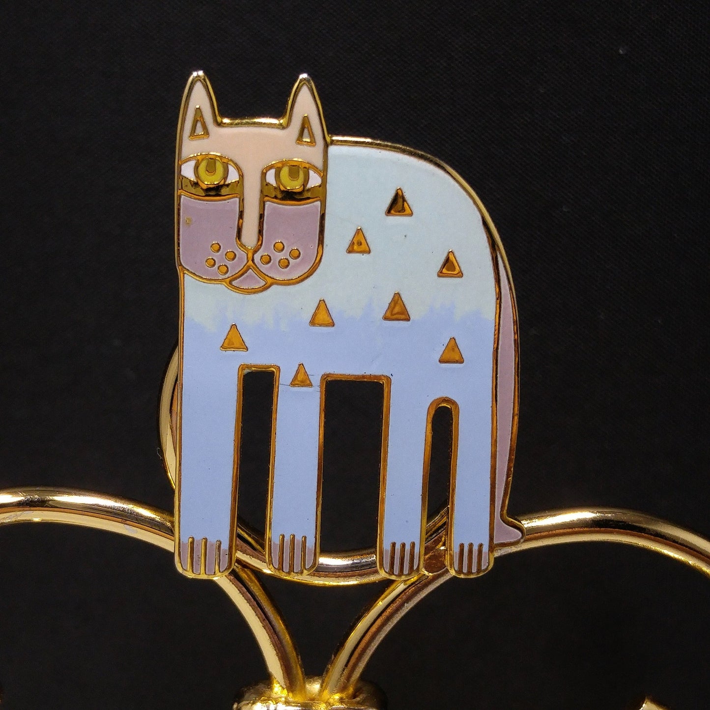 Laurel Burch "Alexander's Animal" Cat Brooch, Pastel Enamel, Gold Plated, 1980s Vintage Jewelry