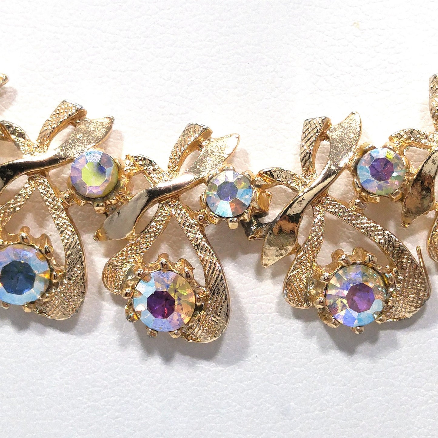 Arthur Pepper "Art" Necklace & Bracelet, Aurora Borealis Rhinestones, 1960s Vintage Jewelry