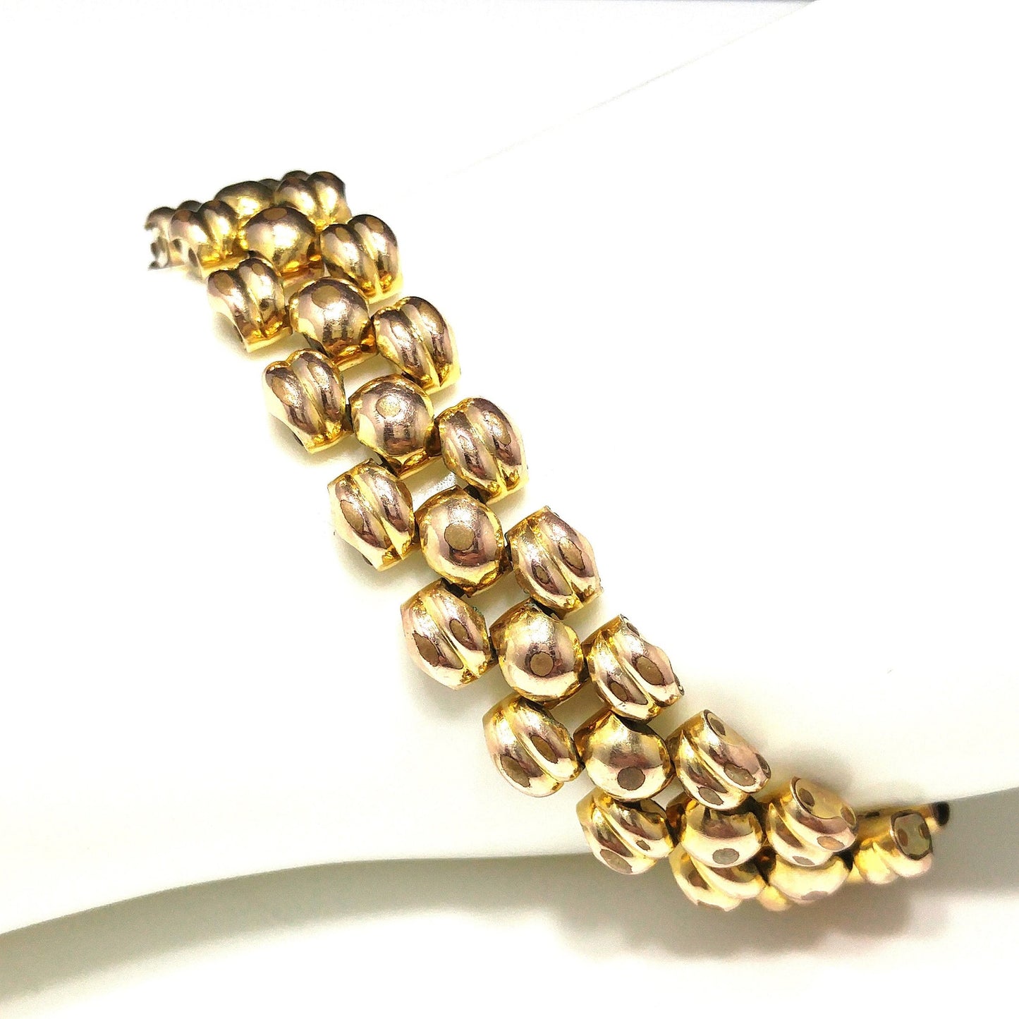 Switzerland Gold Bonded Link Bracelet, Plaque Orl, 2C Microns, 1960s Vintage Jewelry
