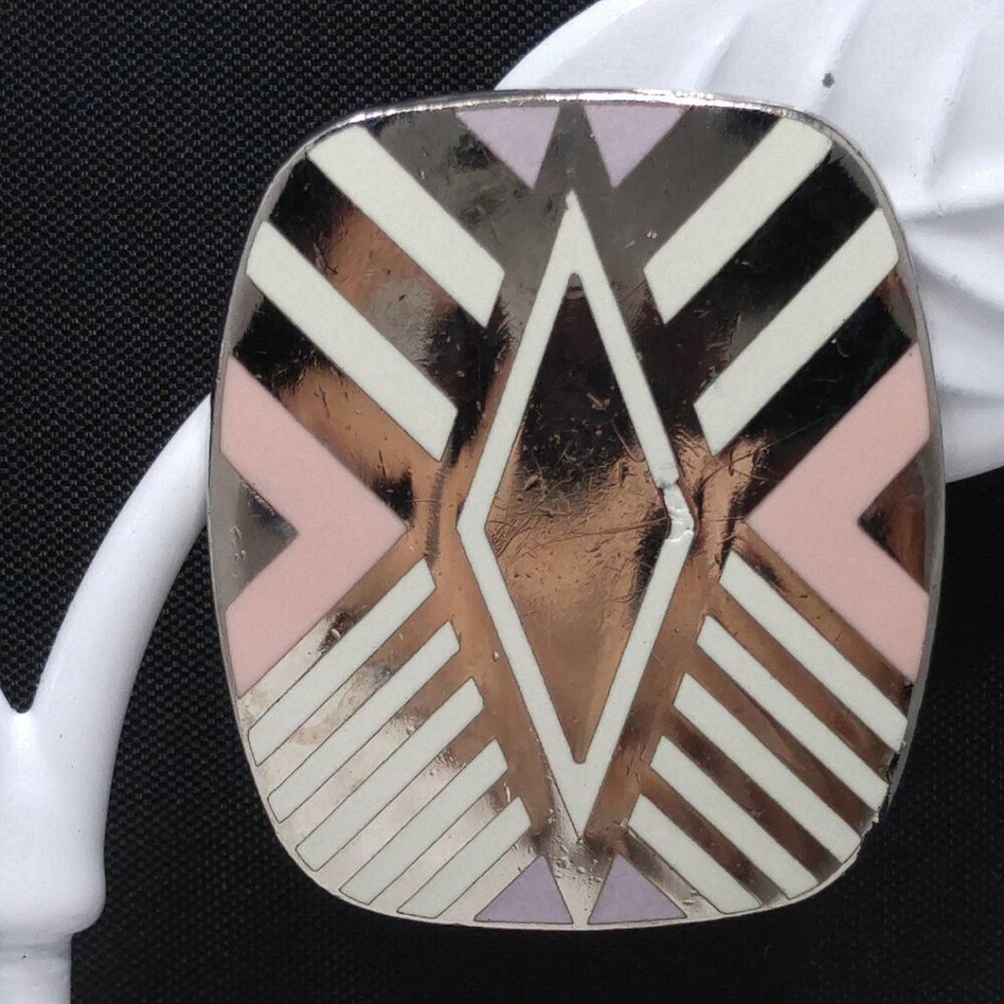 Vintage Laurel Burch "Quintessence" Geometric Earrings, Rhodium Plated, 1 1/8"
