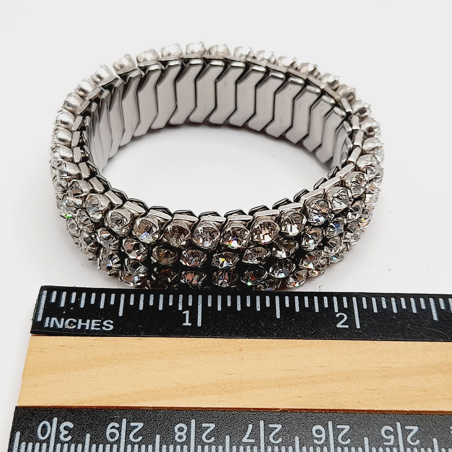 Vintage Airflex Rhinestone Bracelet – Wide Stretch Band, Made in USA, Mid-Century