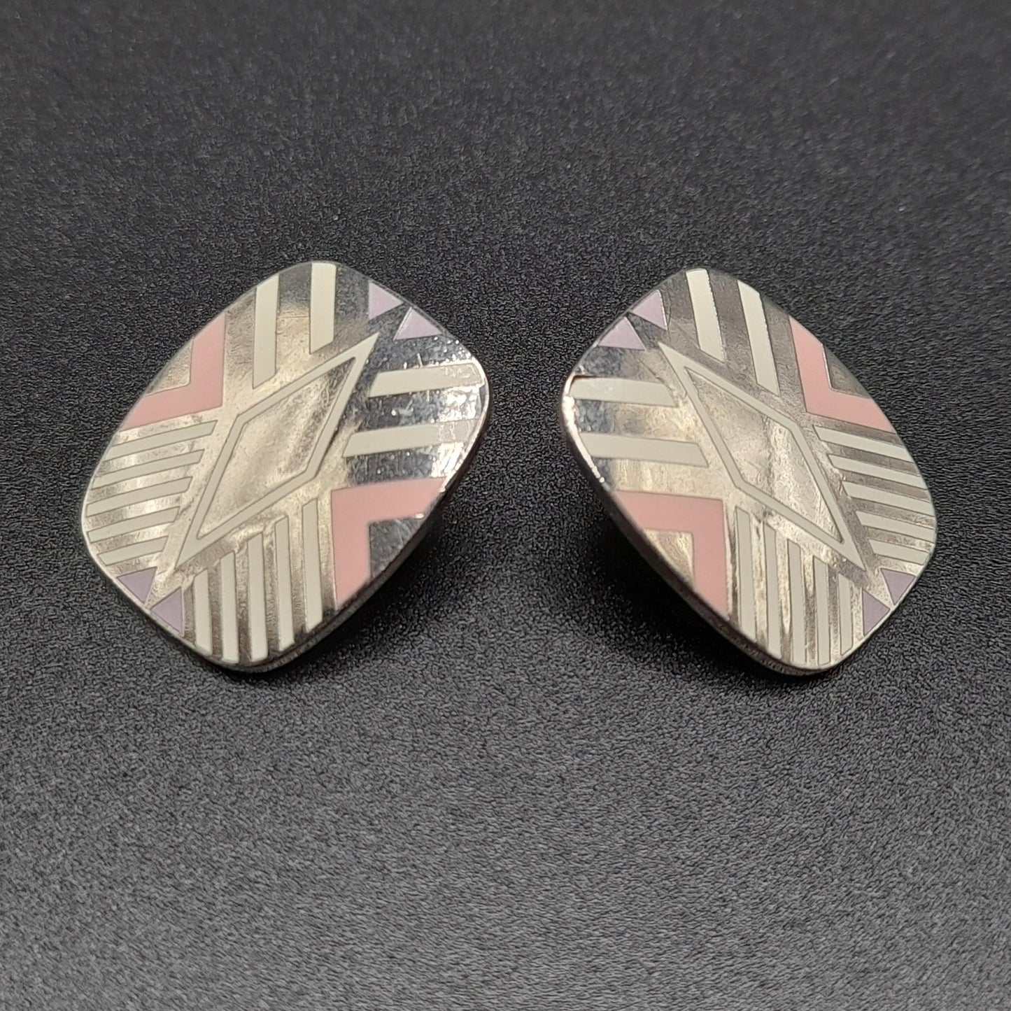 Vintage Laurel Burch "Quintessence" Post Earrings, Rhodium Plated
