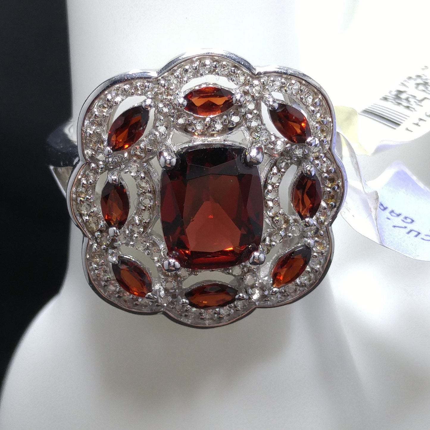 Sterling Silver Garnet Ring, Thailand, Size 8.25, 1990s Vintage Jewelry