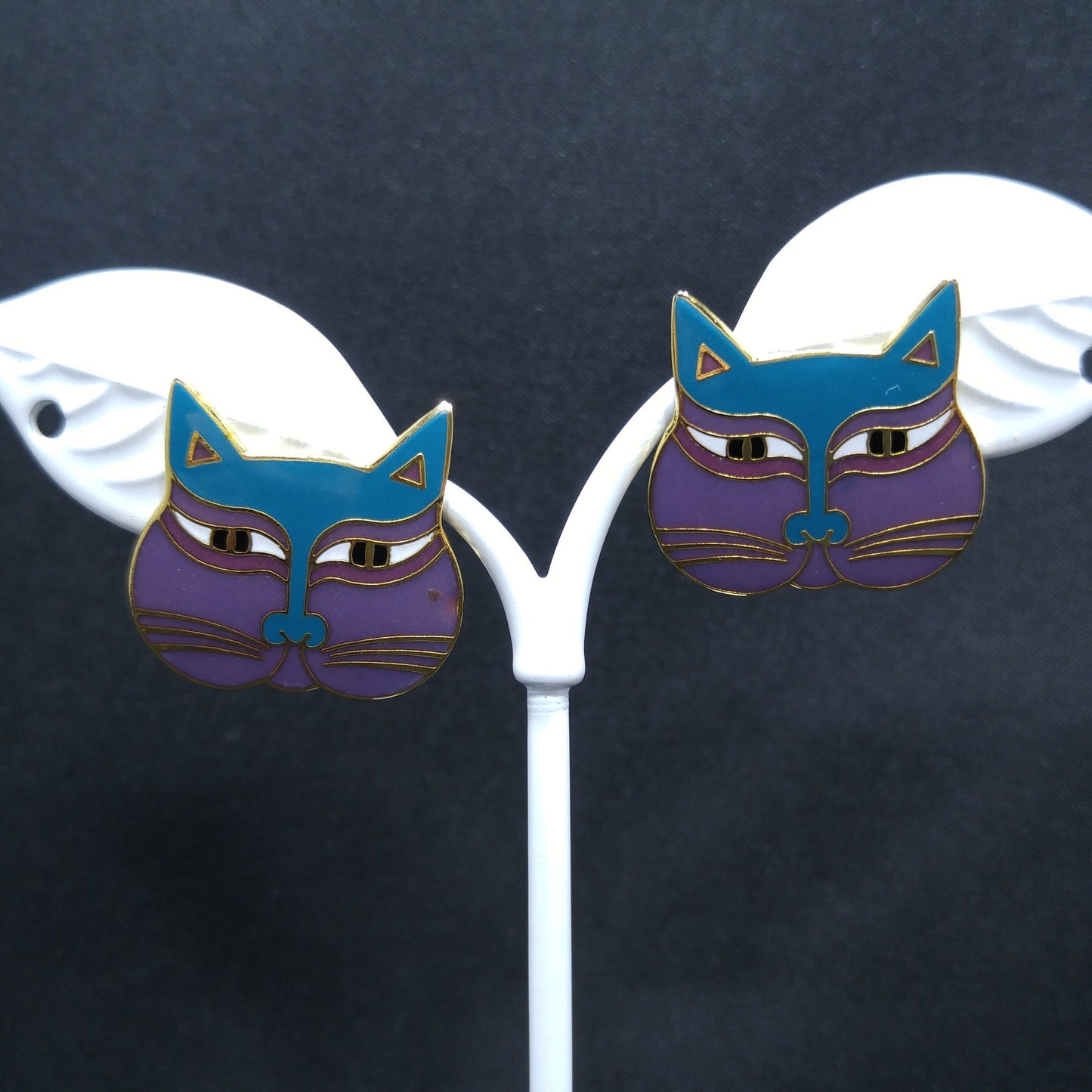 Laurel Burch "Siamese Cats" Post Earrings, 1980s Vintage Jewelry
