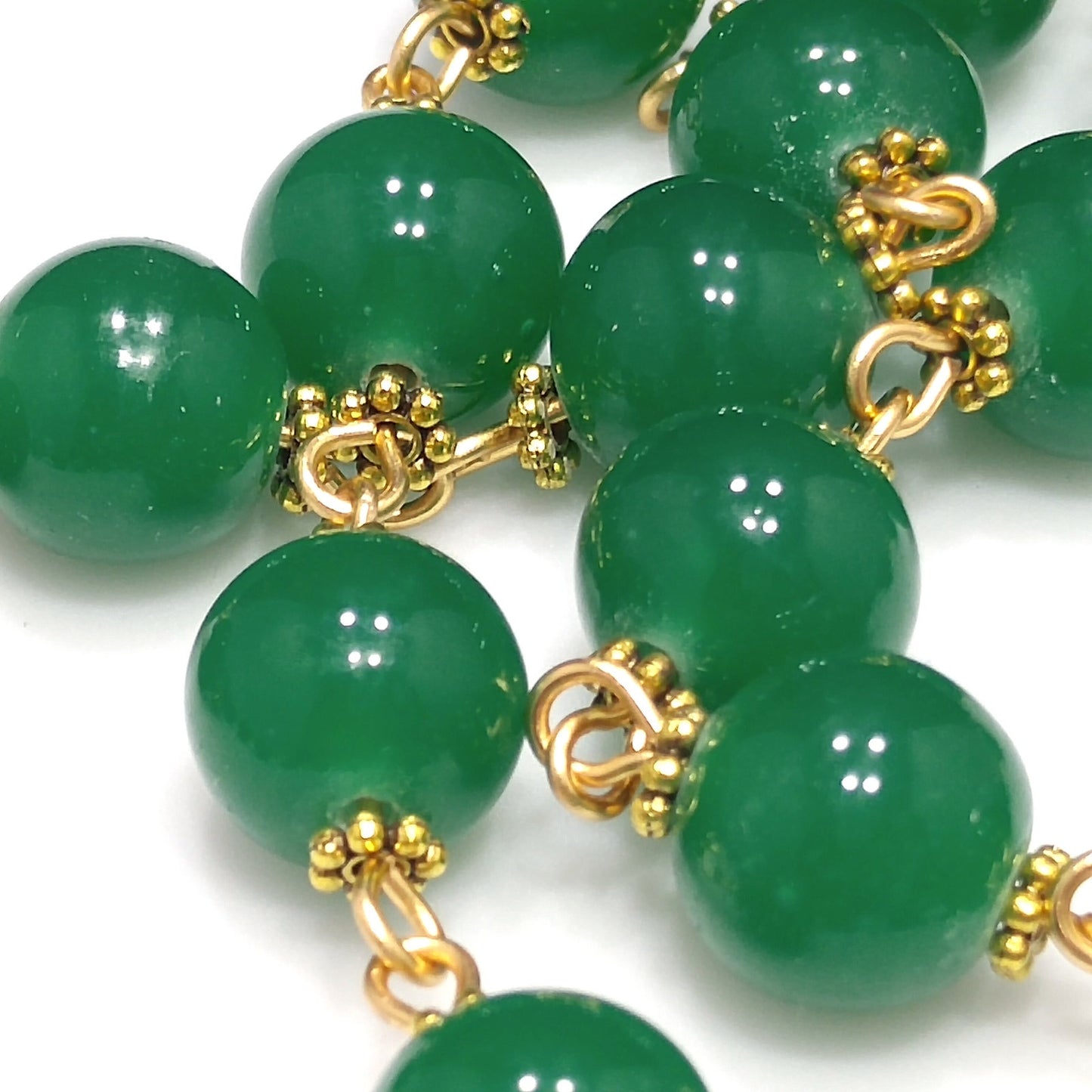 Vintage Japan Beads Hand Wire Wrapped Necklace, Gold Brass Wire, 1960s Vintage Beads