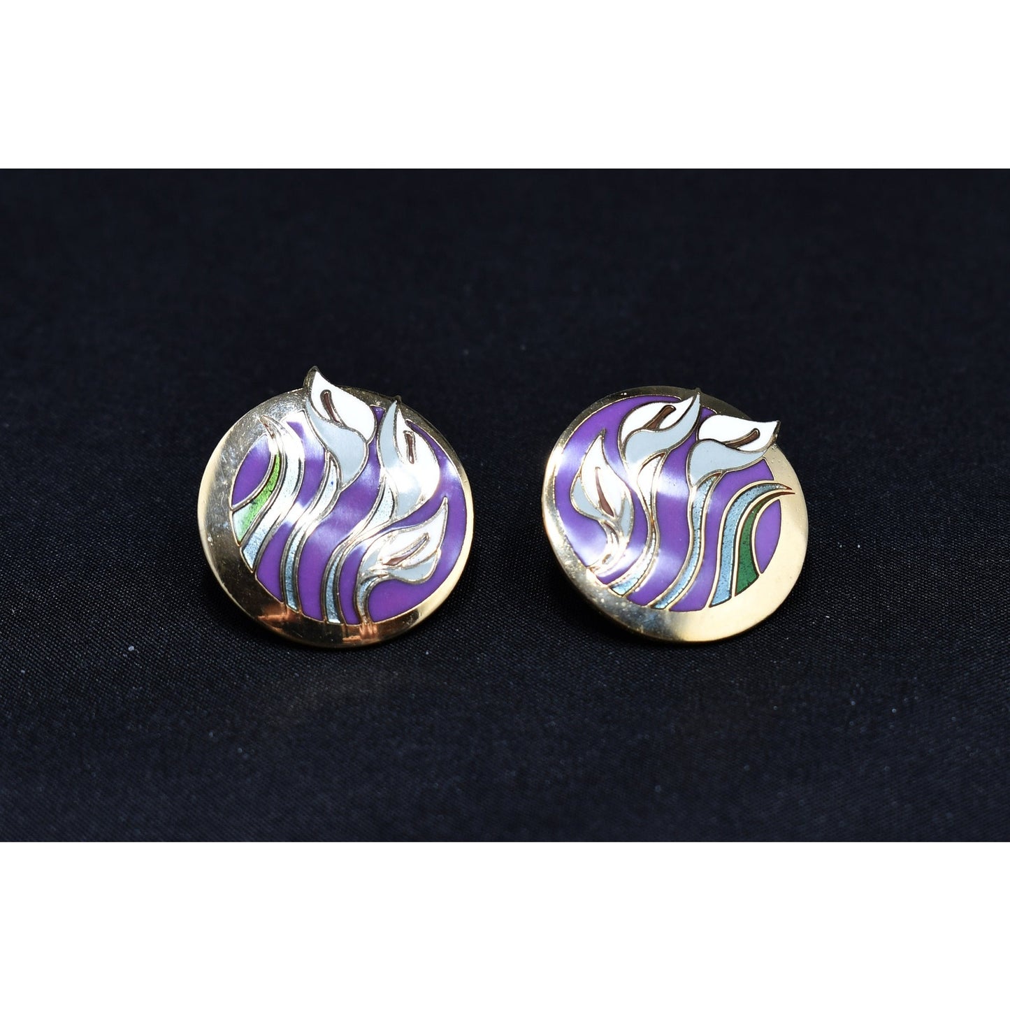 Laurel Burch "Lilies For Les" Floral Post Earrings, Gold Plated, 1980s