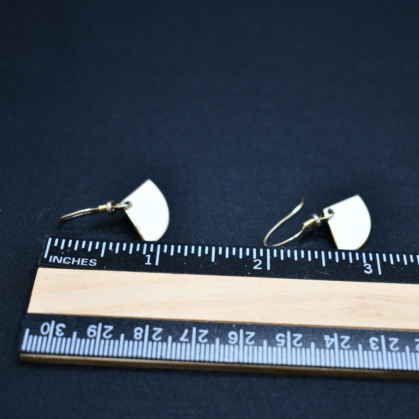 Laurel Burch Cream Small Fan Earrings, Gold Filled Ear Wires, Gold Plated, 1980s