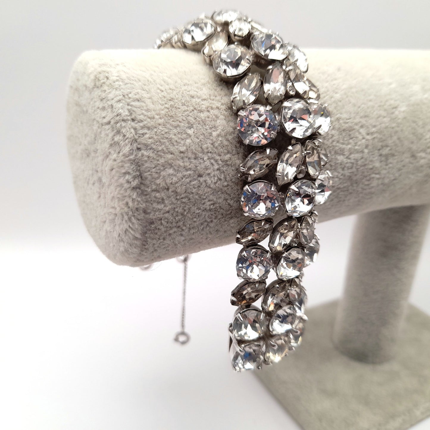 Vintage Eisenberg Ice Wide Rhinestone Bracelet | 1950s Bridal Statement